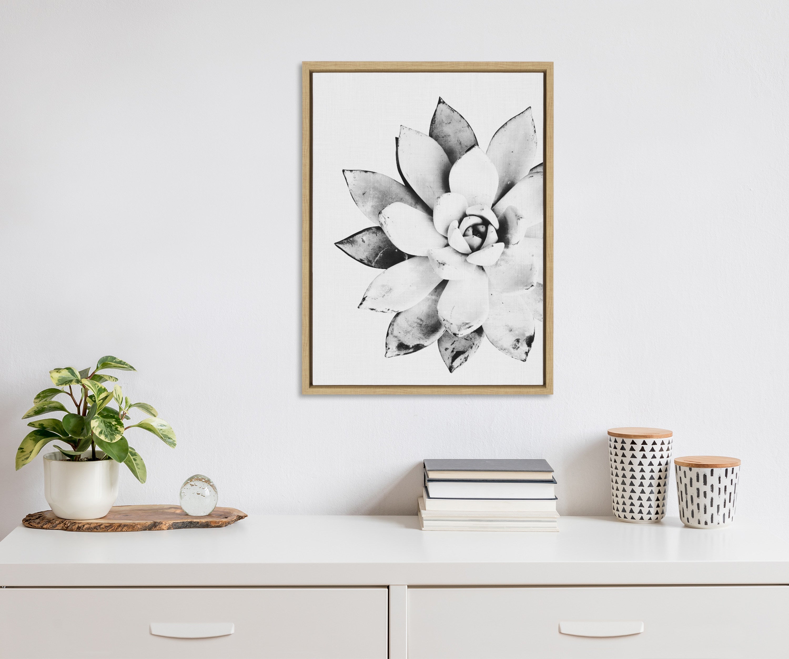 Sylvie Succulent Framed Canvas by Simon Te of Tai Prints