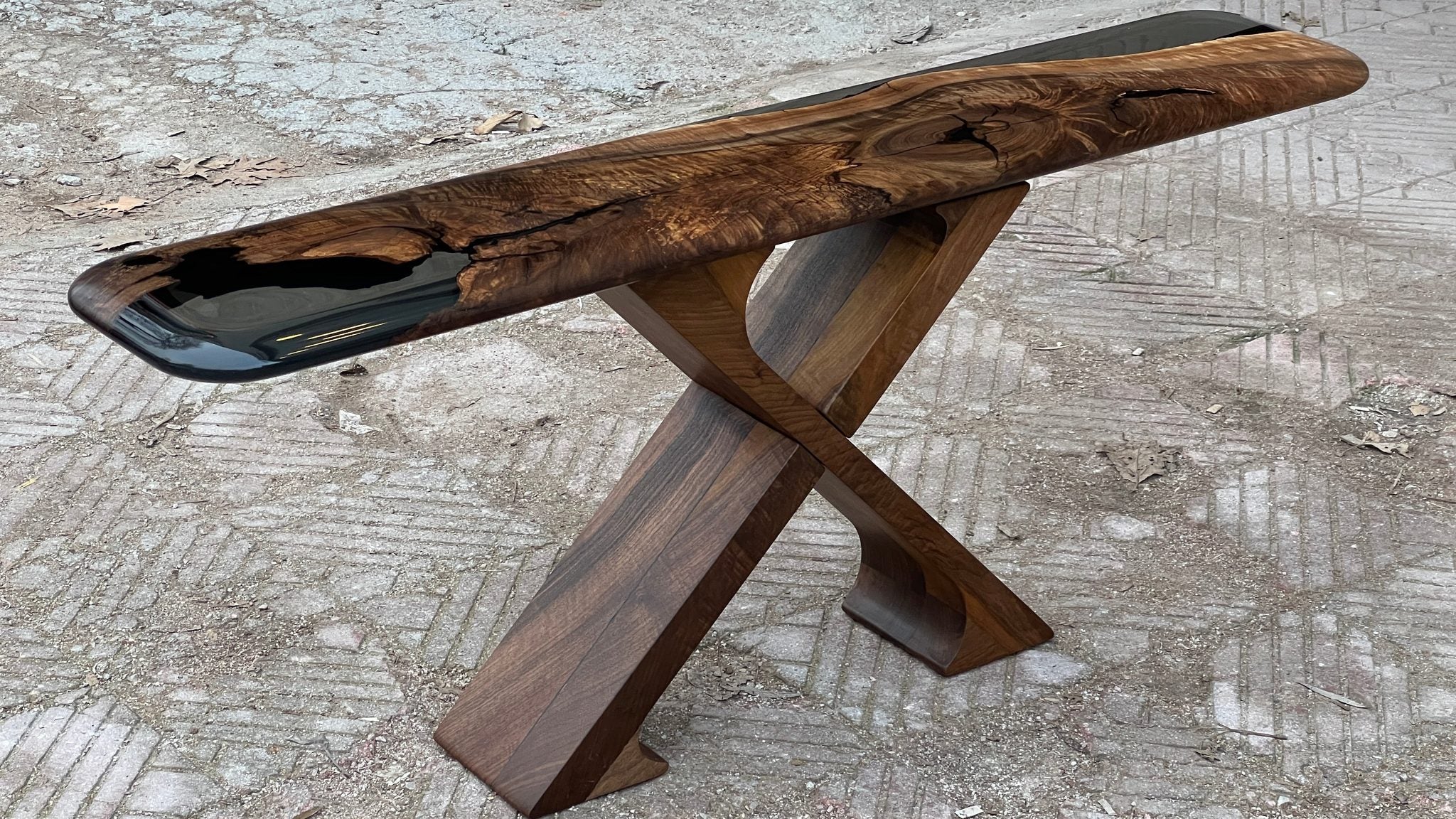 Handmade Solid Walnut Console Table for Entryway and Foyer by Gizz - product image 6 for Resin Society