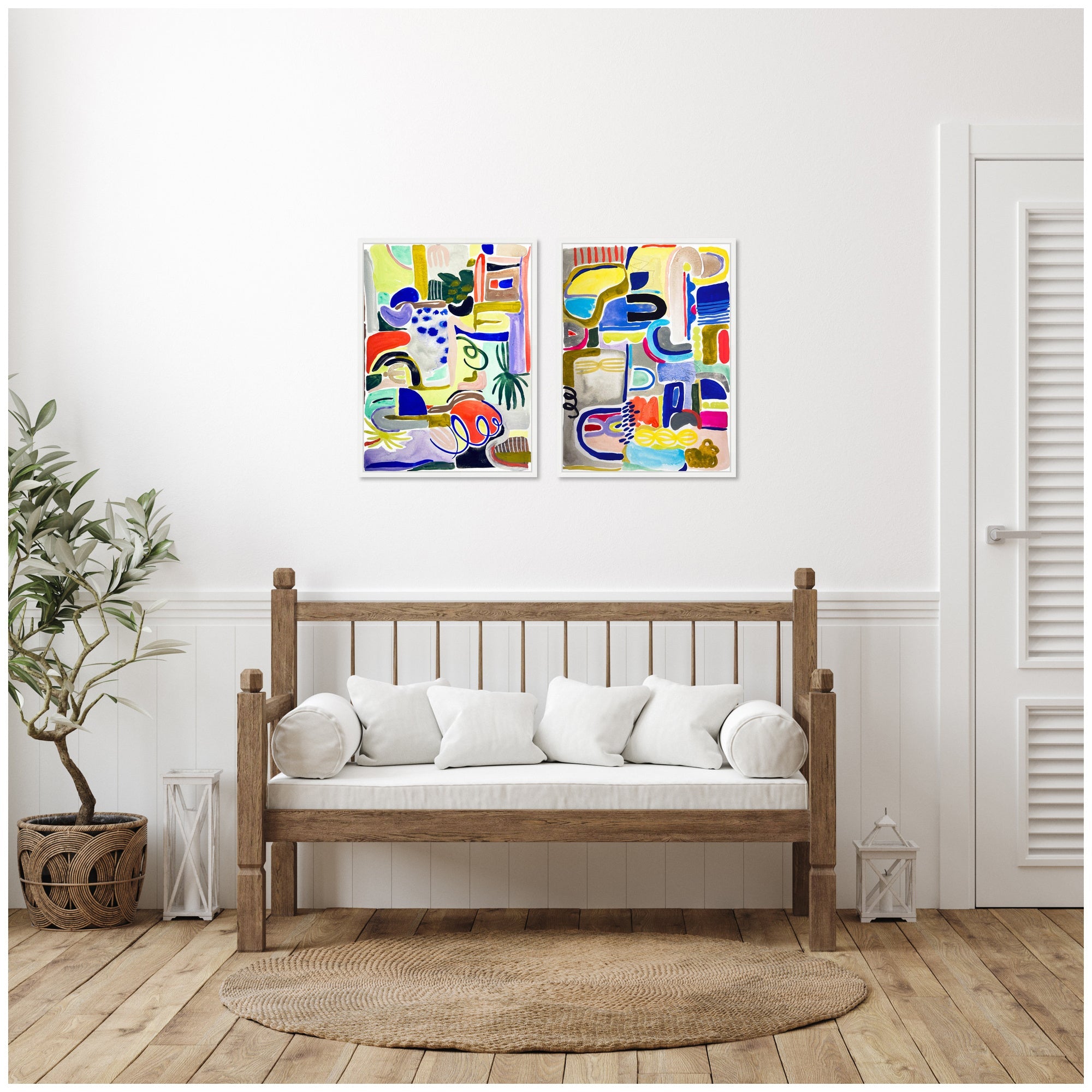 Sylvie Colorful Abstract 6 and 7 Framed Canvas Art Set by Emma Daisy