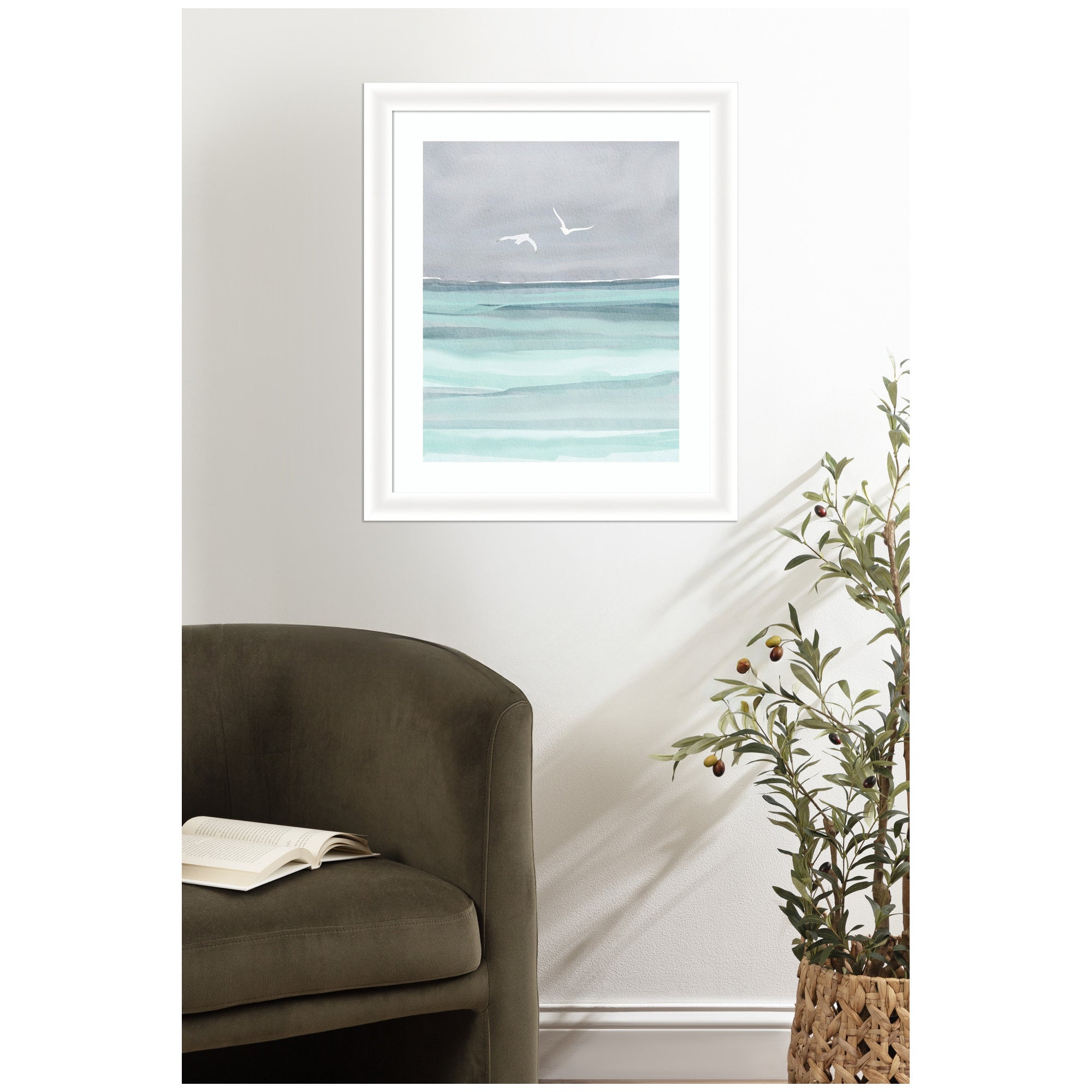 Framed Art Sea and Seagulls by Nikita Jariwala