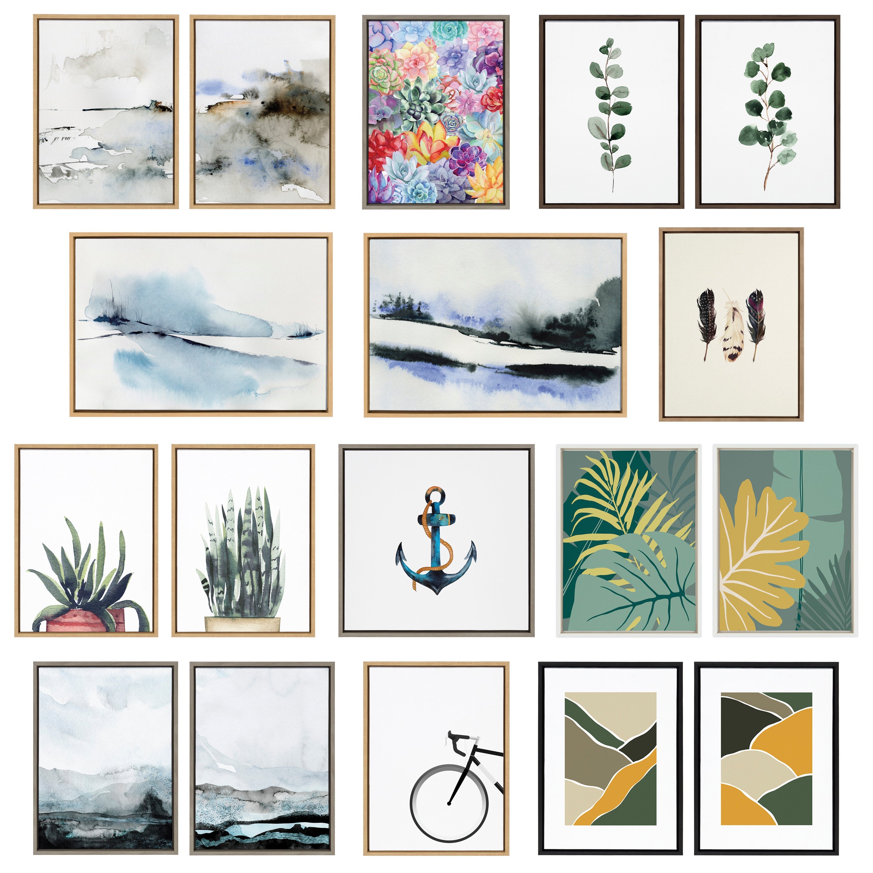 Sylvie Eucalyptus Framed Canvas Set by Maja Mitrovic