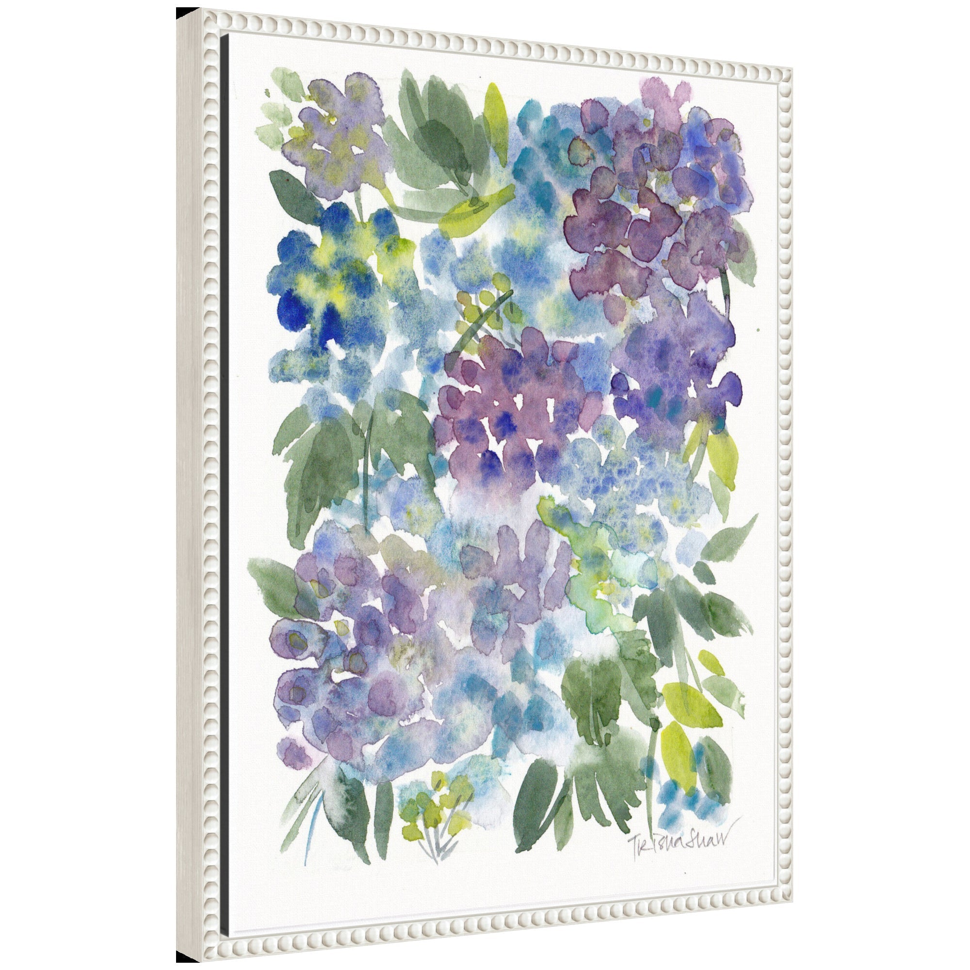 Sylvie Watercolor Purple Hydrafloral Framed Canvas by Patricia Shaw