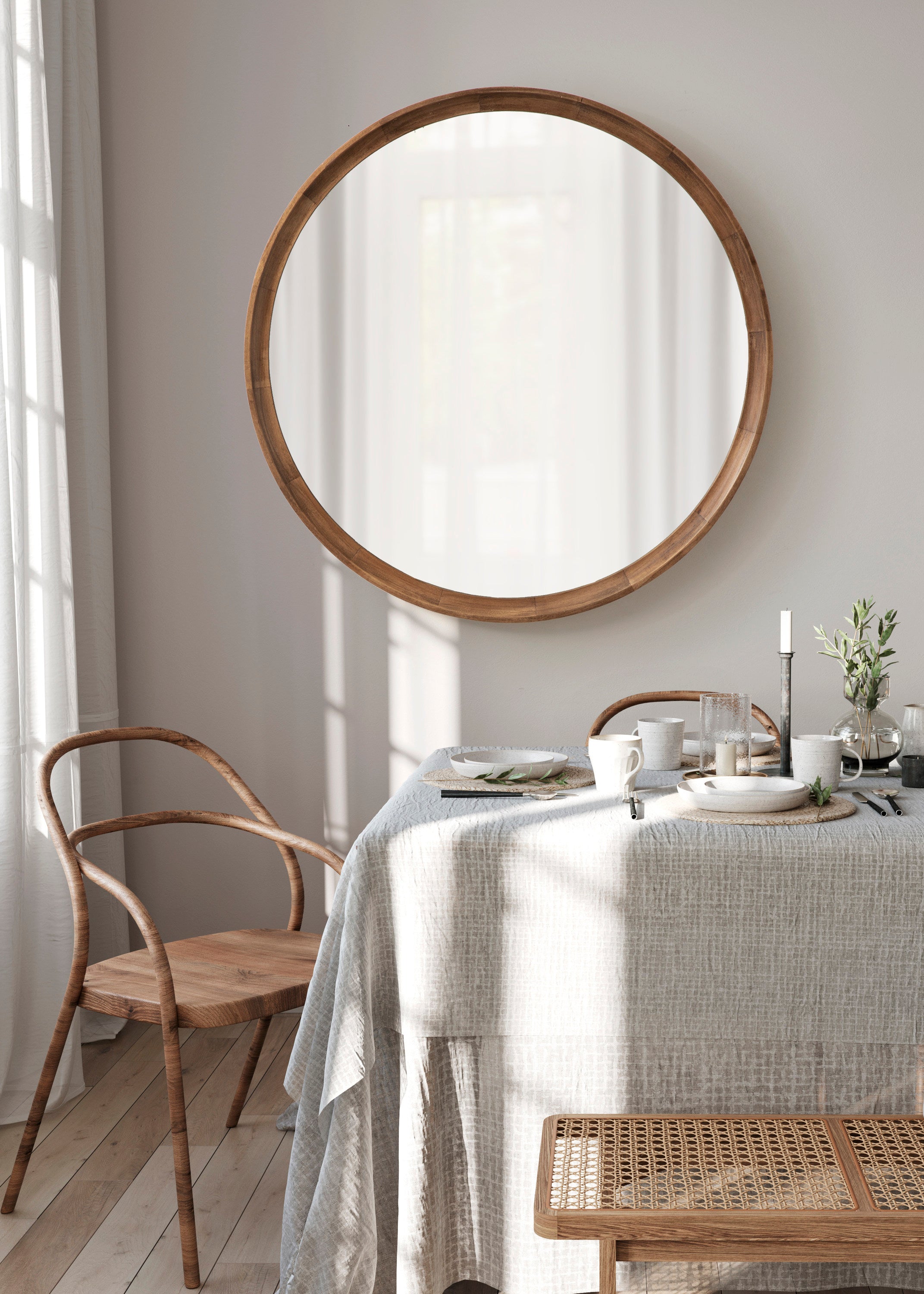 Hatherleigh Round Wood Wall Mirror