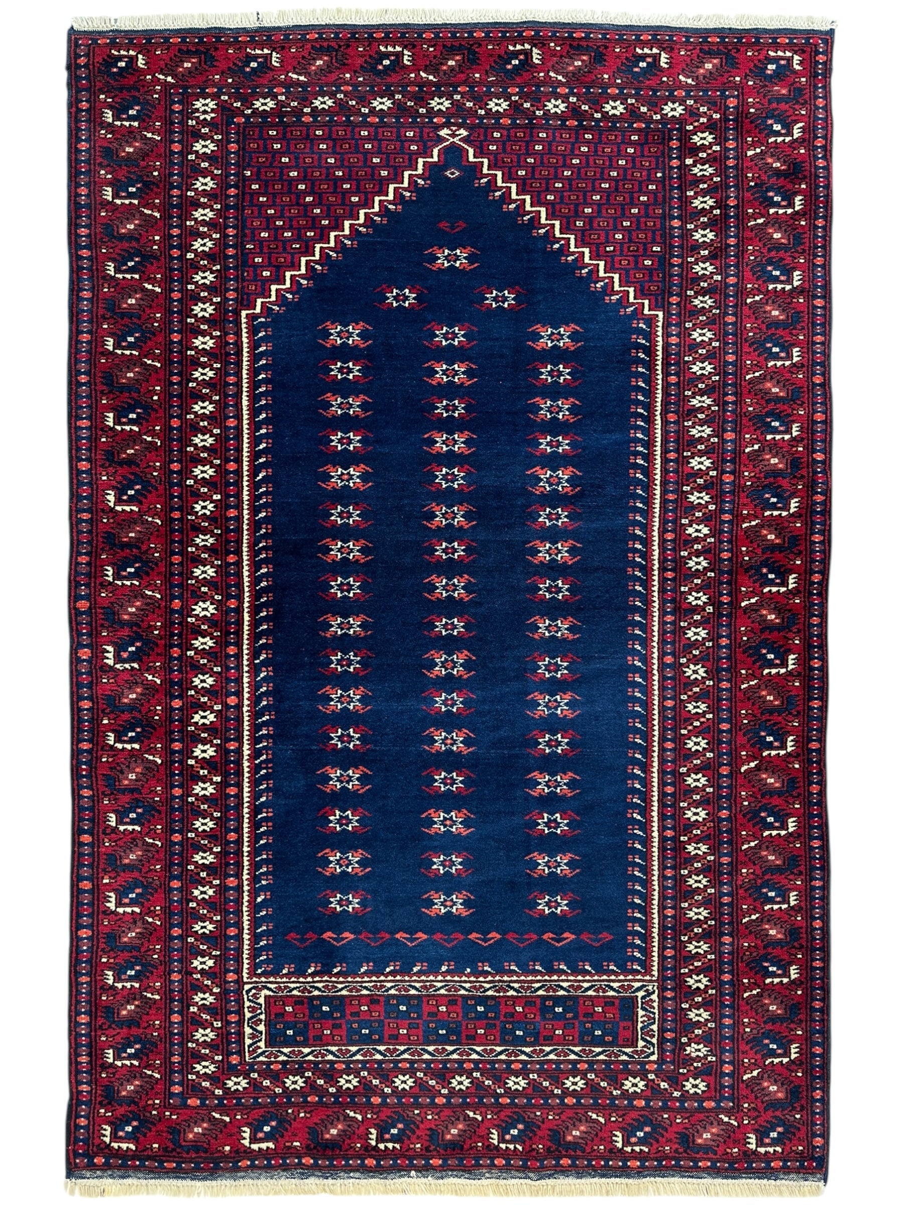 Vintage Hand-Knotted Yagcibedir Turkish Wool Prayer Rug – 3’10” x 5’9” by Rugistan - main product image for Resin Society