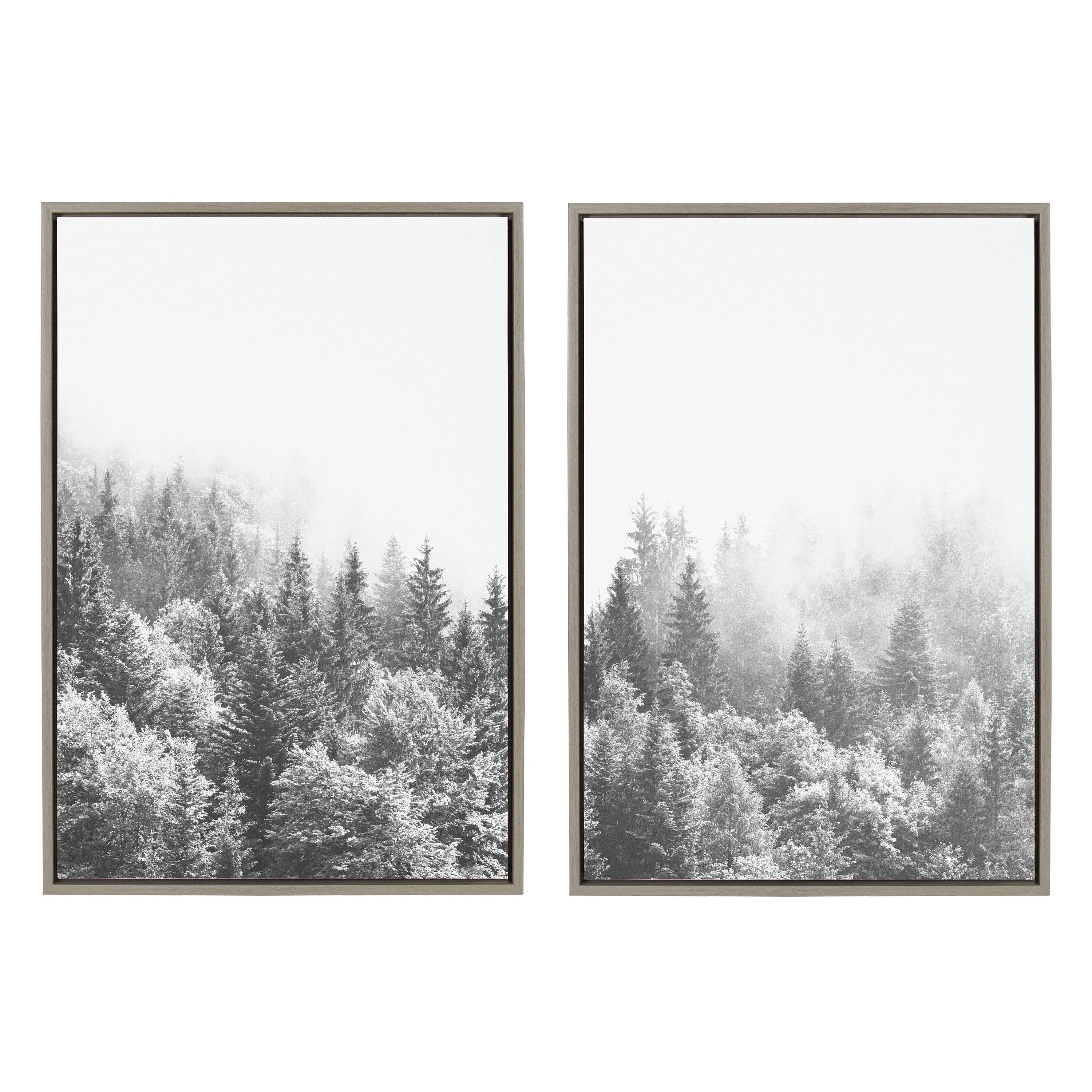 Sylvie Forest On A Foggy Day Black and White Framed Canvas Set by The by kateandlaurel - product image 11 for Resin Society