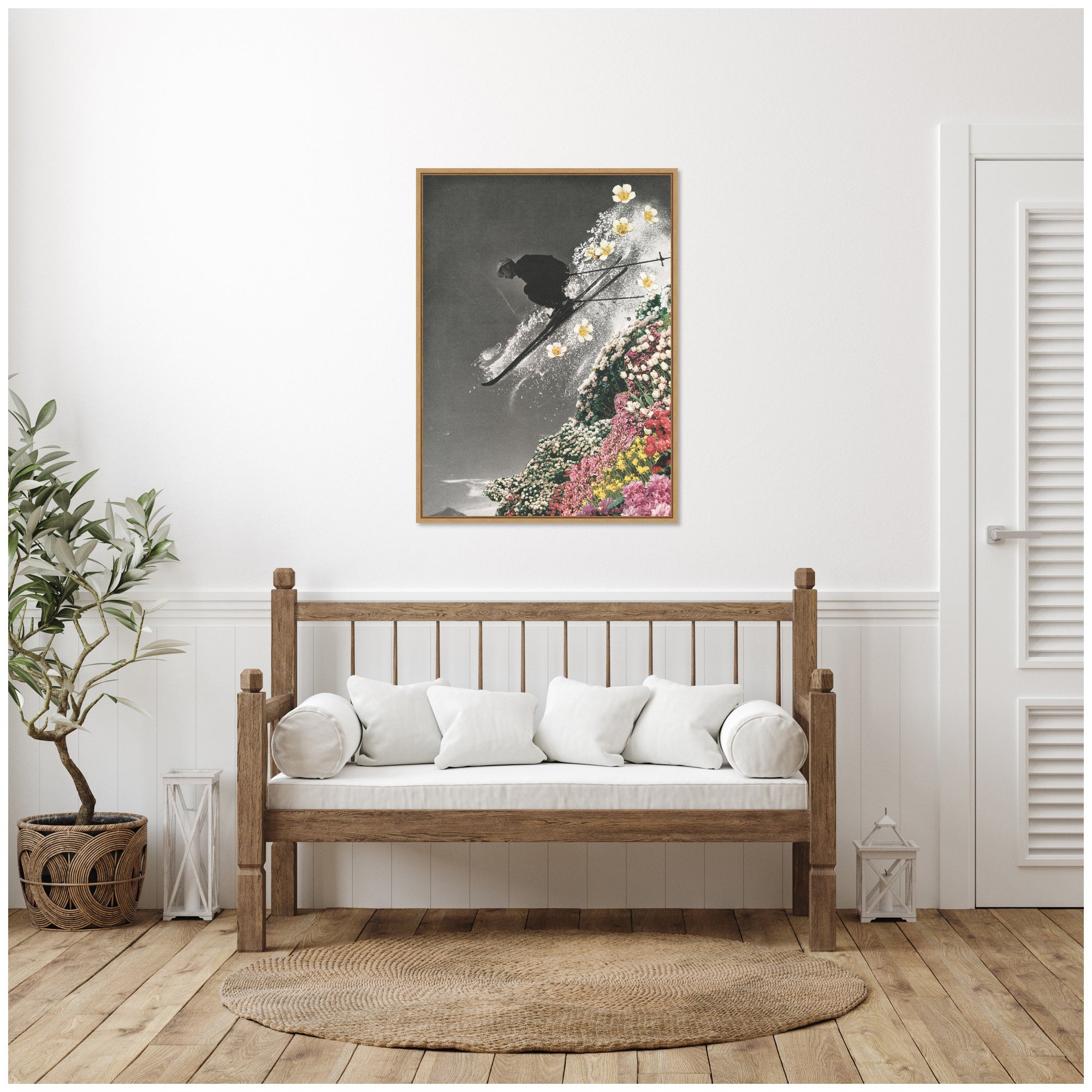 Sylvie Spring Skiing Framed Canvas by Sarah Eisenlohr