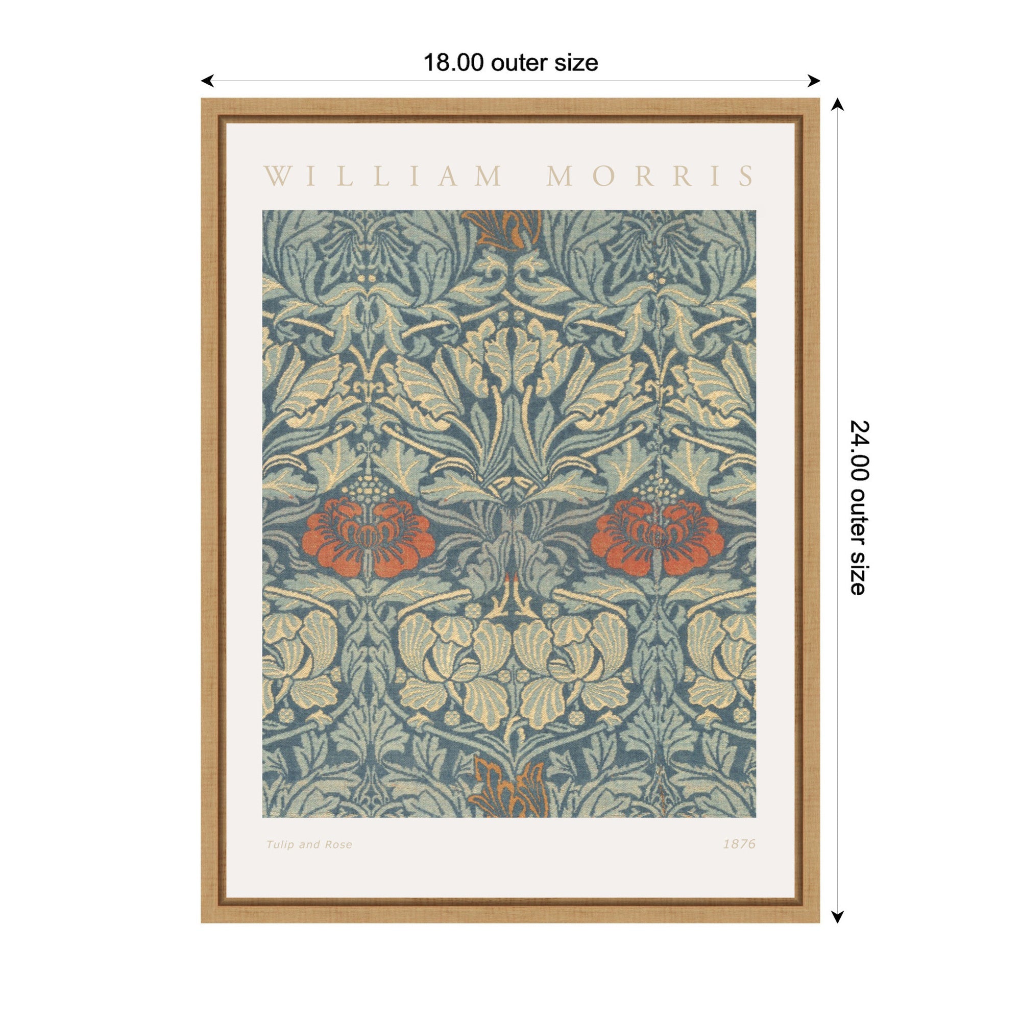 Sylvie Poster William Morris Tulip and Rose 1876 Framed Canvas by The Art Institute of Chicago