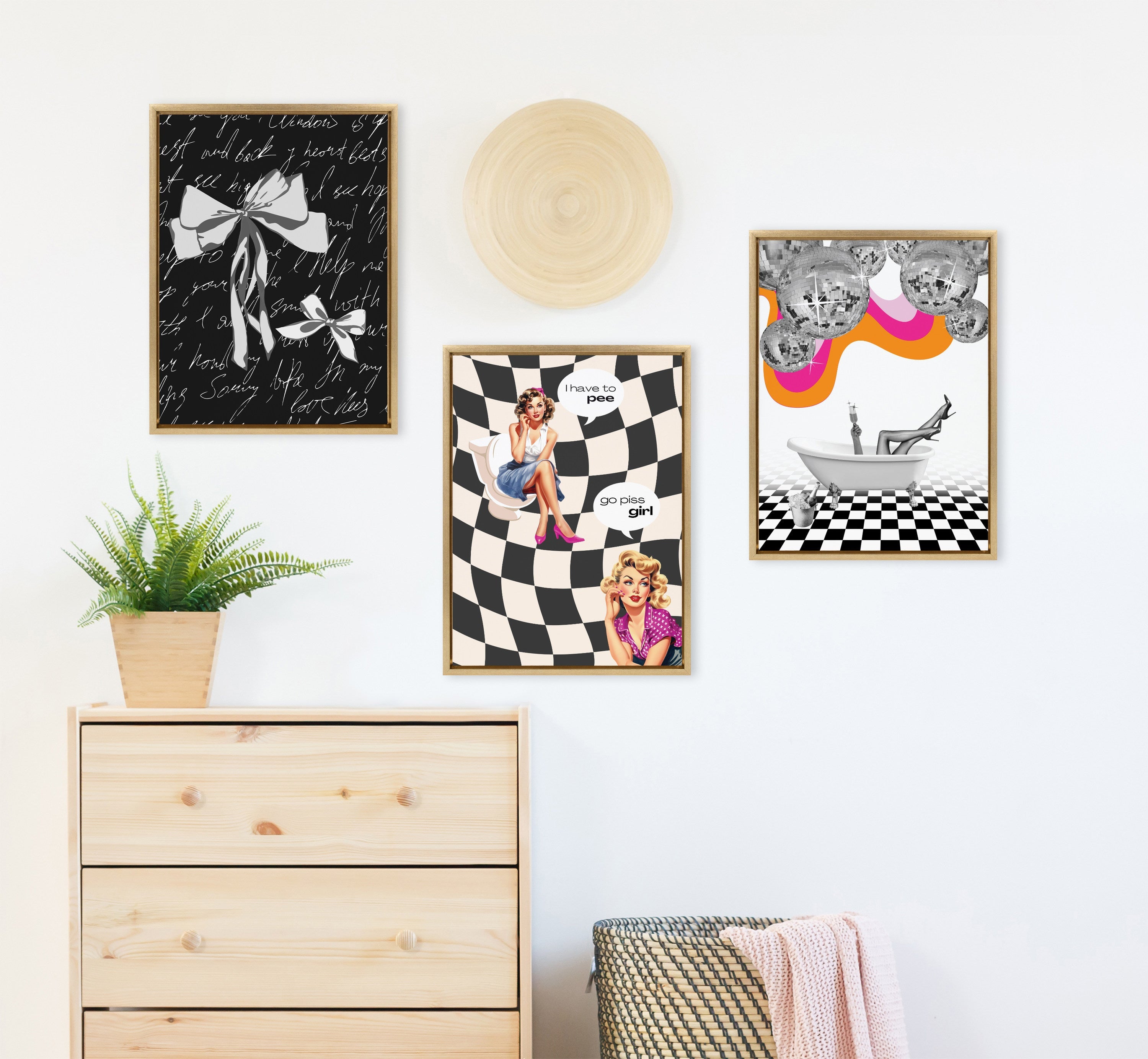 Sylvie Black White Bow Framed Canvas by Honey Island Studio