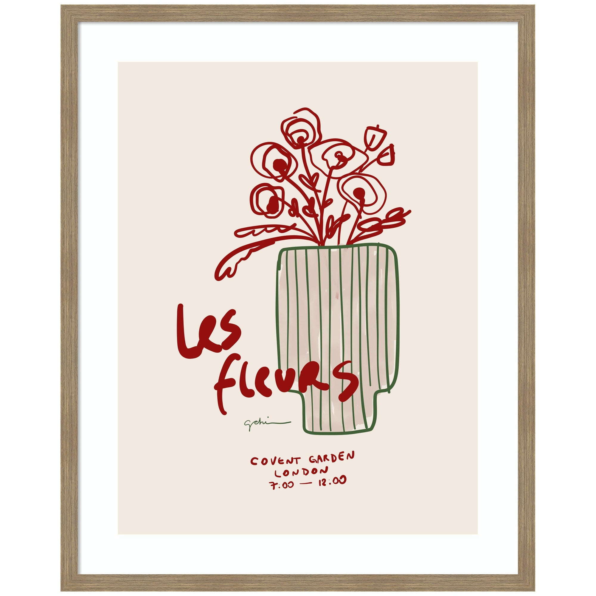 Les Fleurs by Gabrielly Guedes framed wall art print depicting a botanical subject in soft colors
