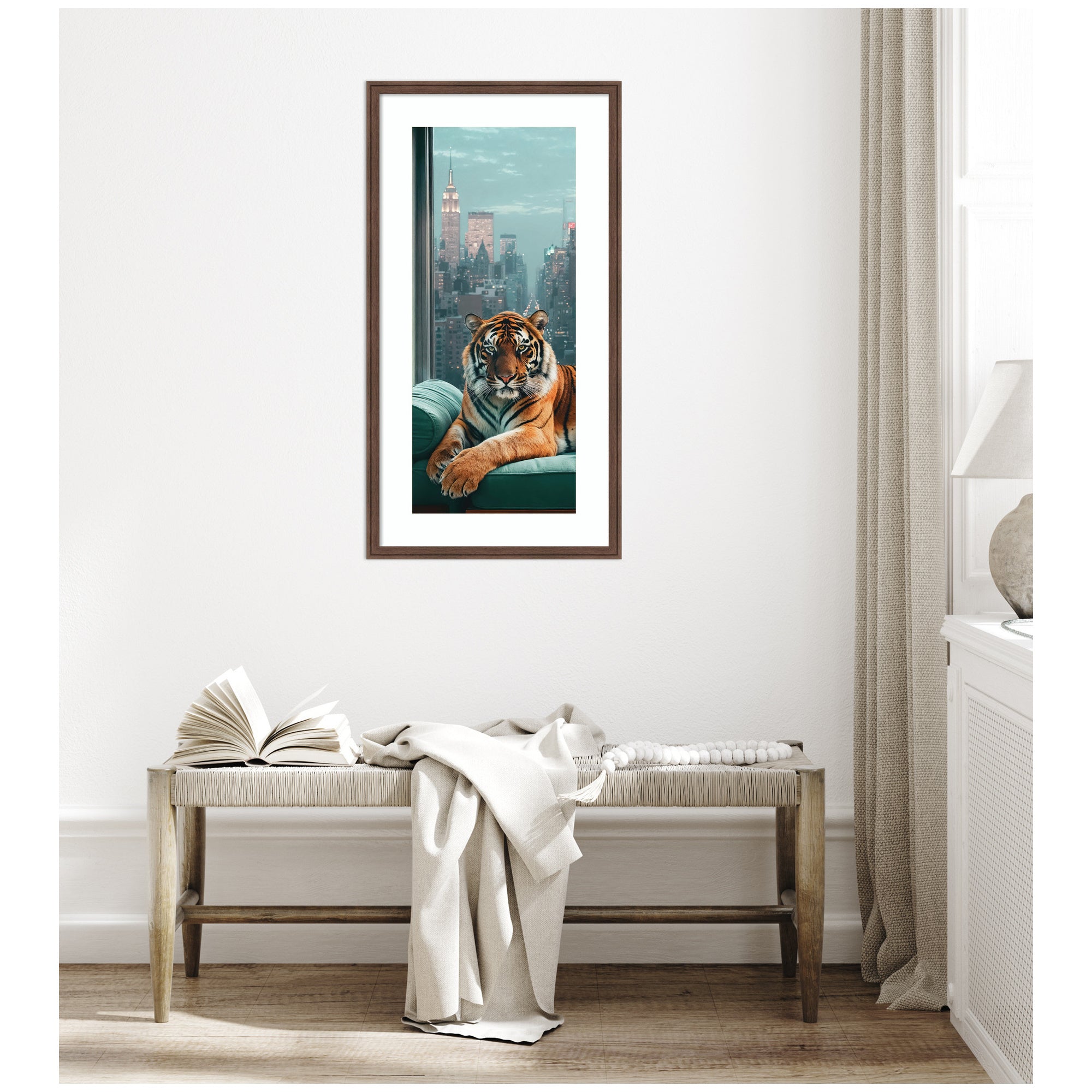 Framed Art Graceful Tiger in New York Panel by Michael Schauer