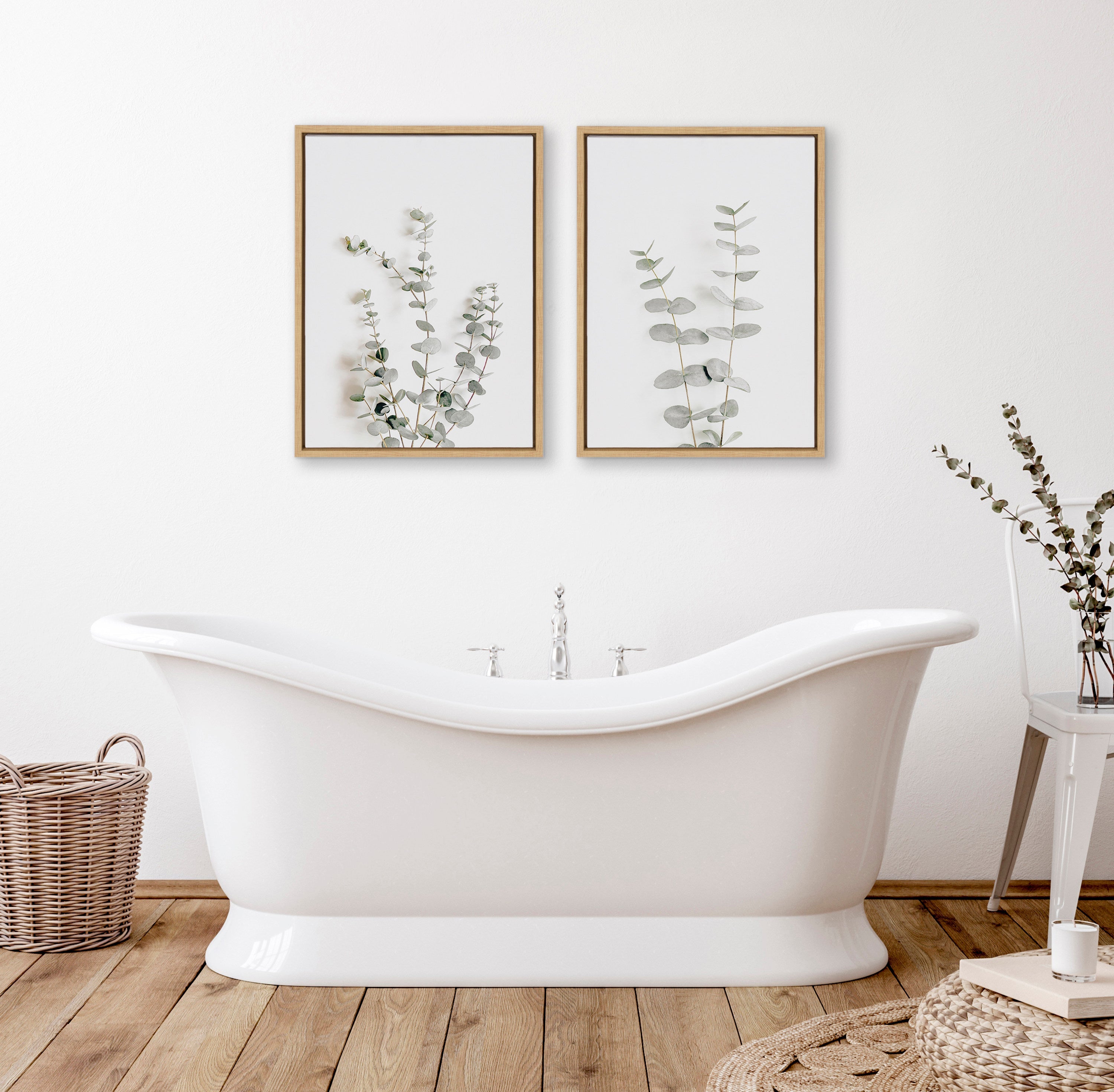 Sylvie Neutral Botanical Print No 3 and 4 Framed Canvas by The Creative