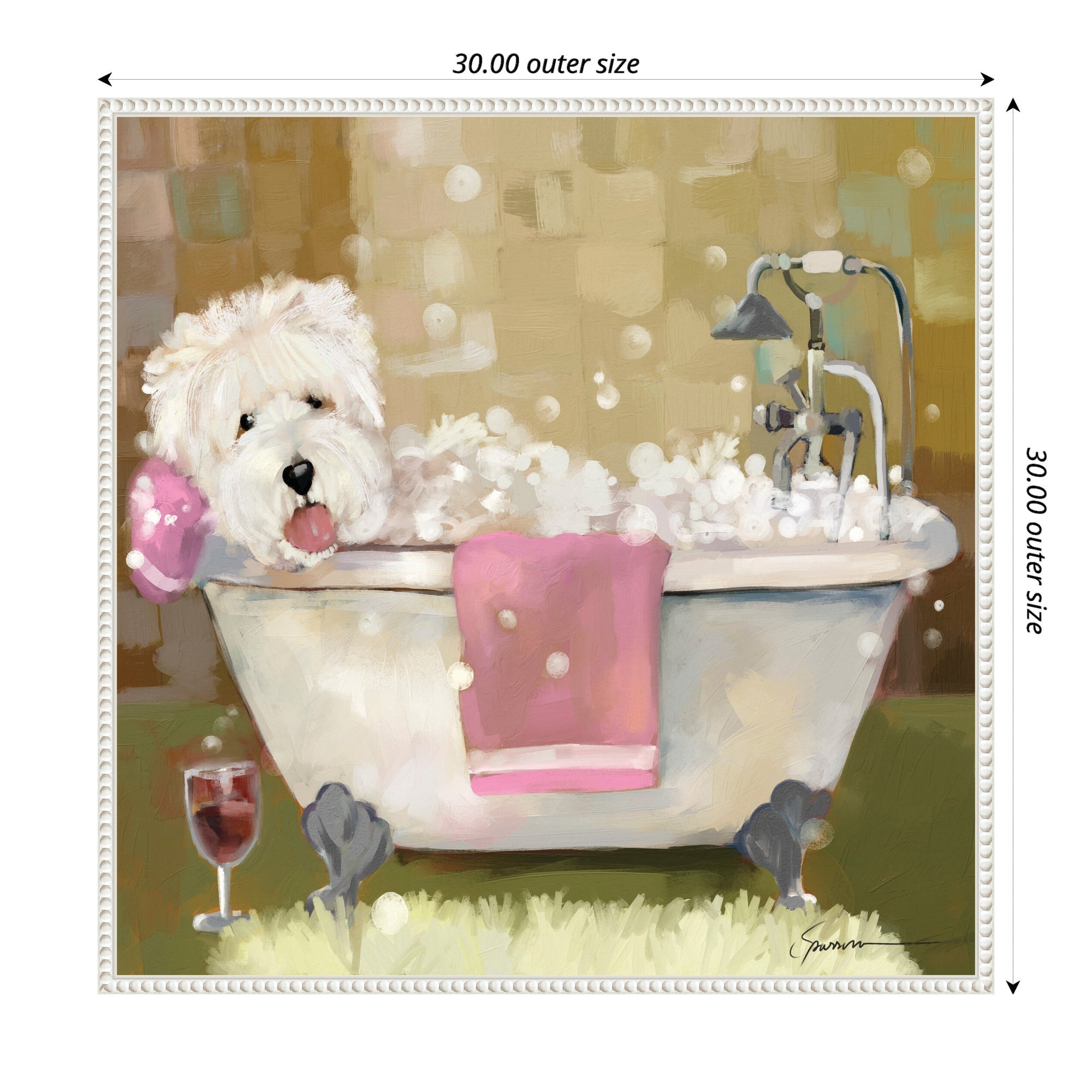 Sylvie Tiny Bubbles Framed Canvas by Mary Sparrow