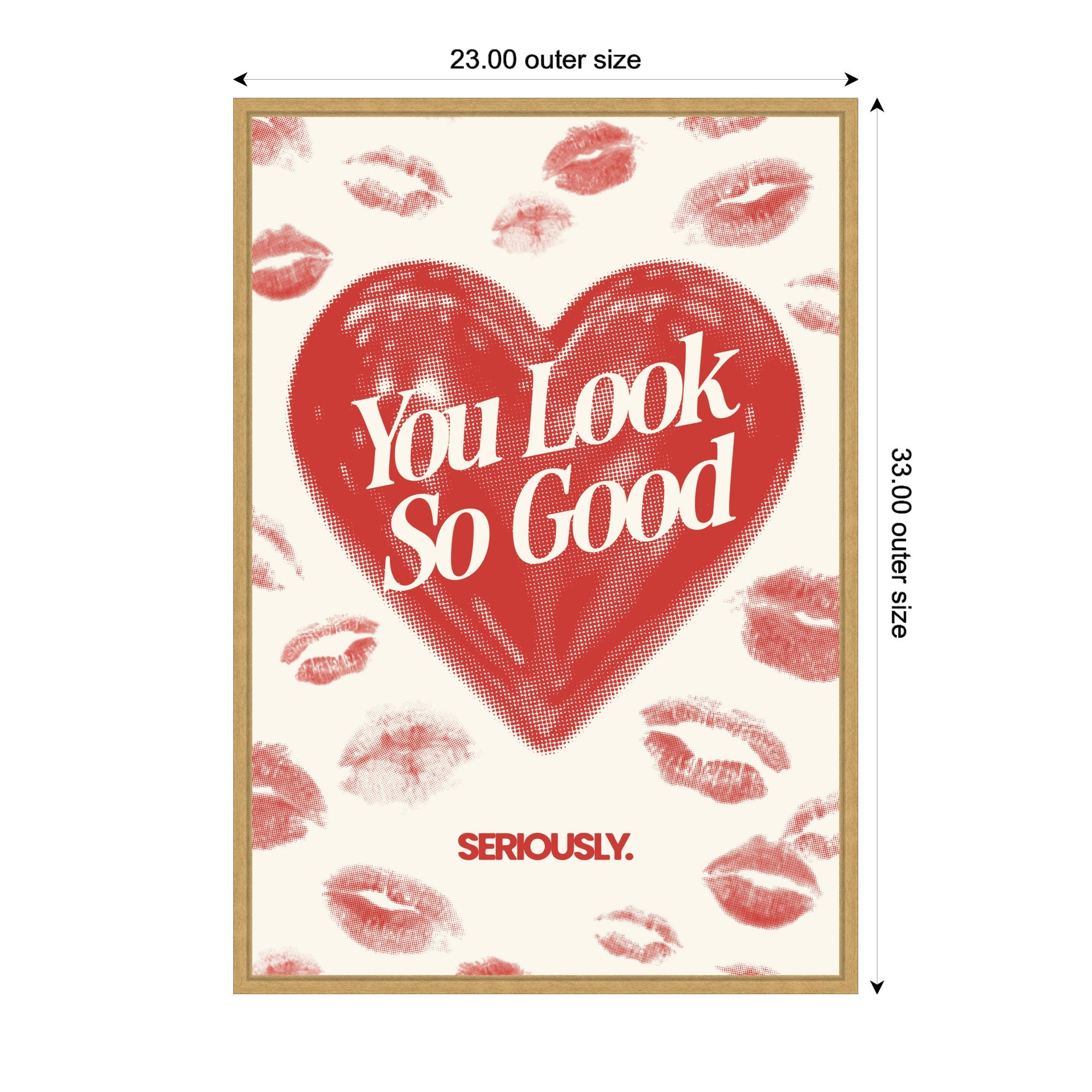 You Look So Good Red Lipstick Inspirational Quote by Lucky Guava Framed Canvas Wall Art Print