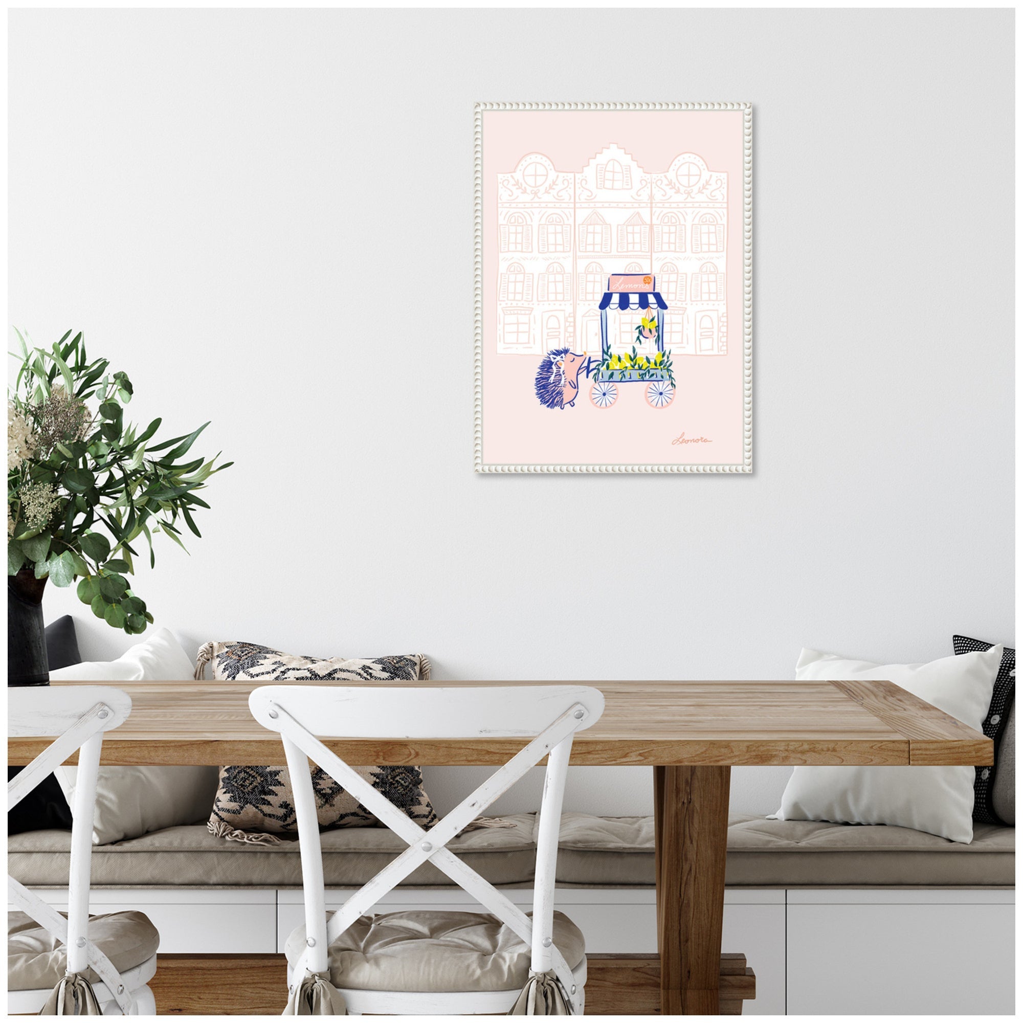 Sylvie Beaded Lemon Stroll Framed Canvas by Yellow Heart Art