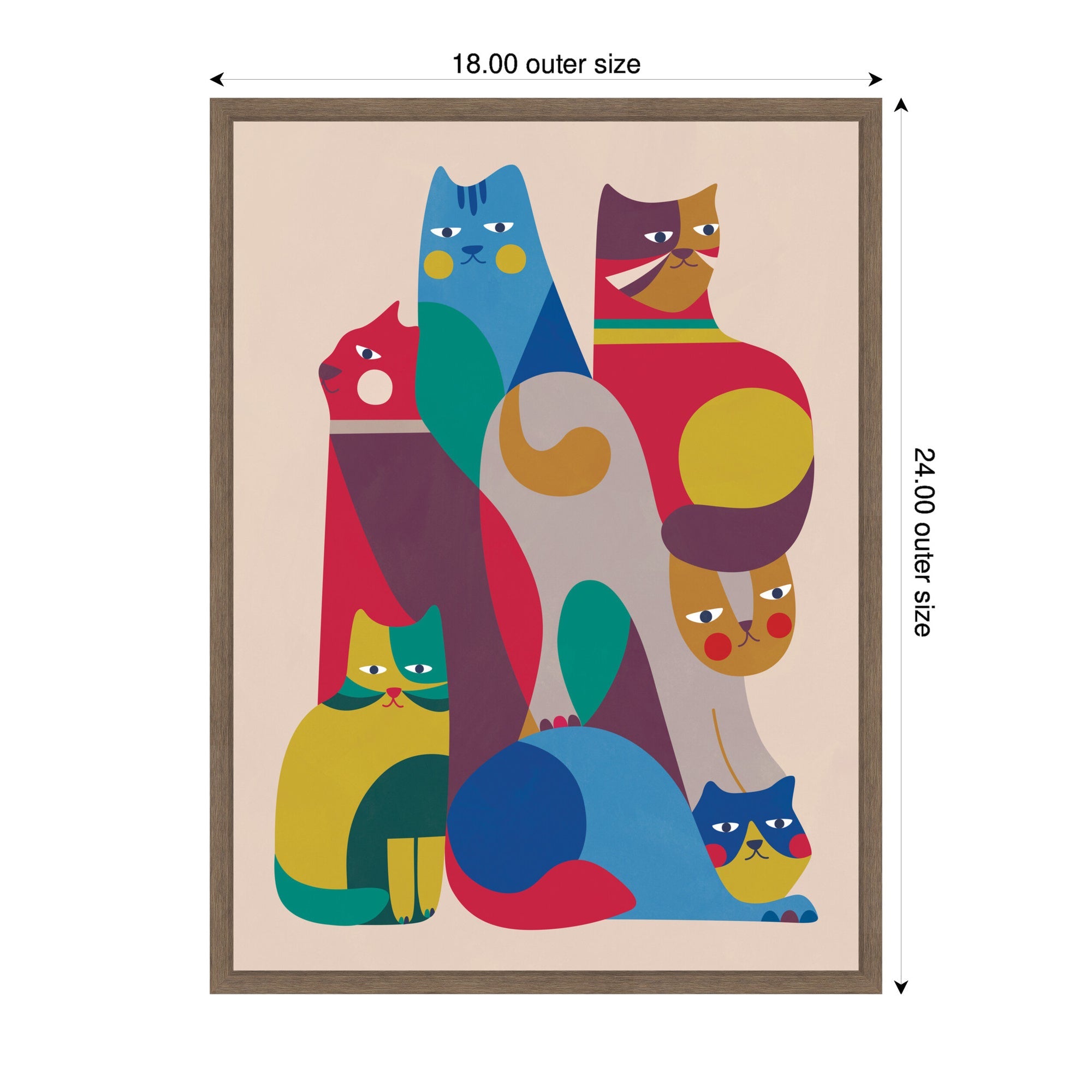 Abstract Retro Modern Cats 02 by Rachel Lee Framed Canvas Wall Art Print