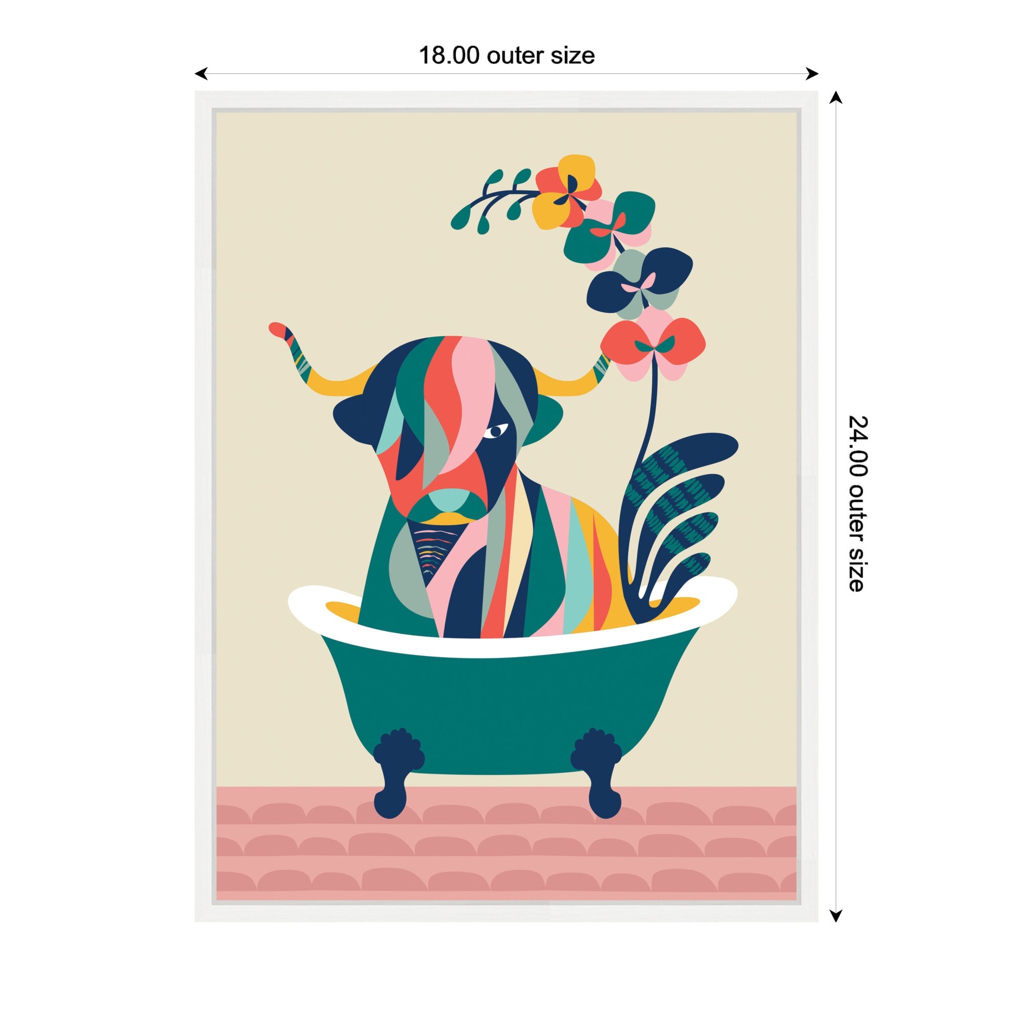 Sylvie MCM Cow in Bathtub Framed Canvas by Rachel Lee