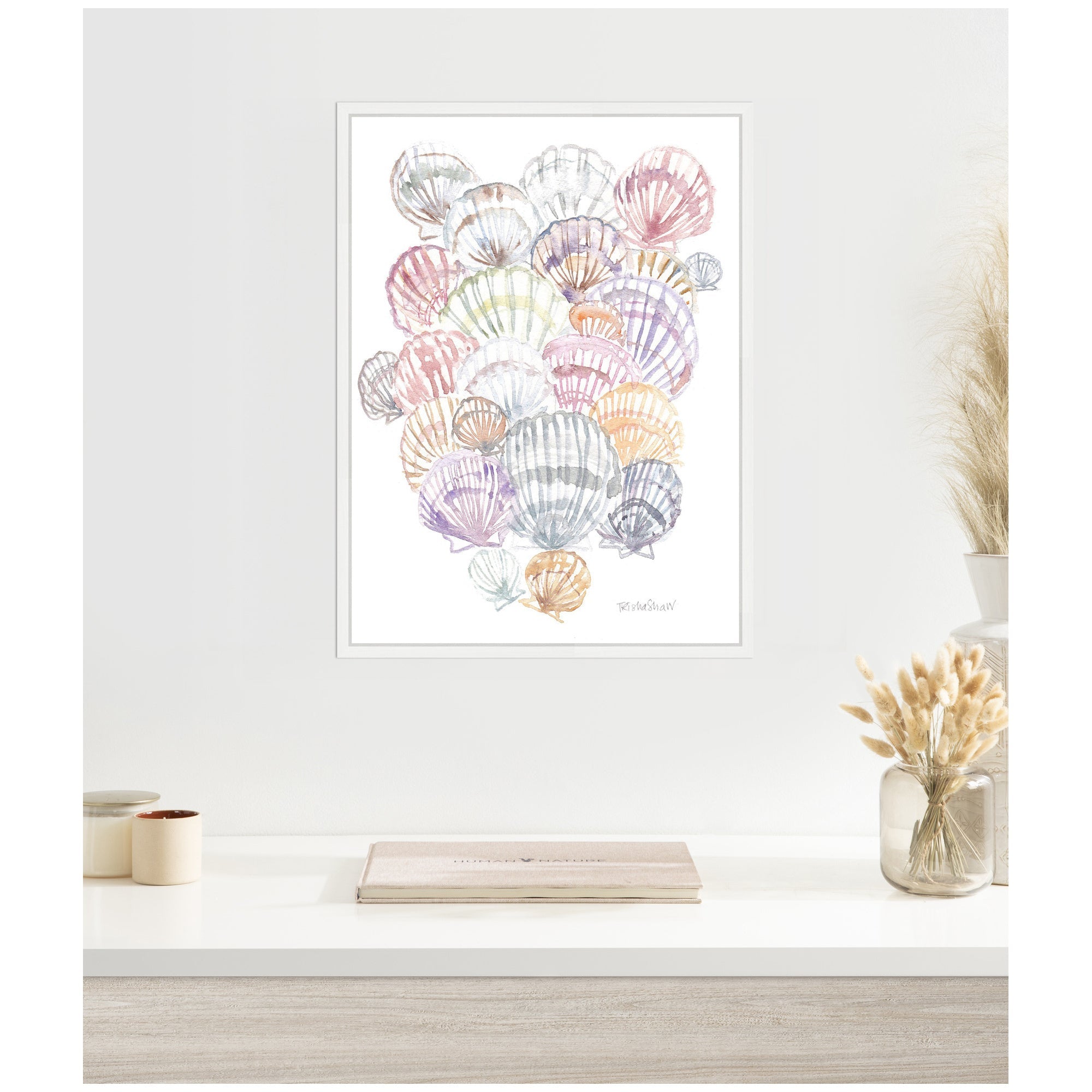 Sylvie Pale Pastel Shells Framed Canvas by Patricia Shaw