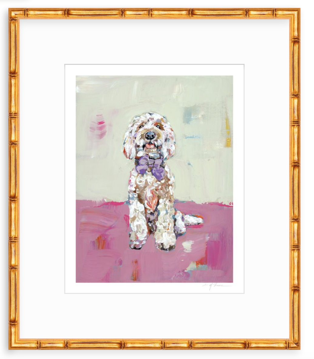 Doodle Dog (pink background) Fine Art Print by Chelsea McShane Art
