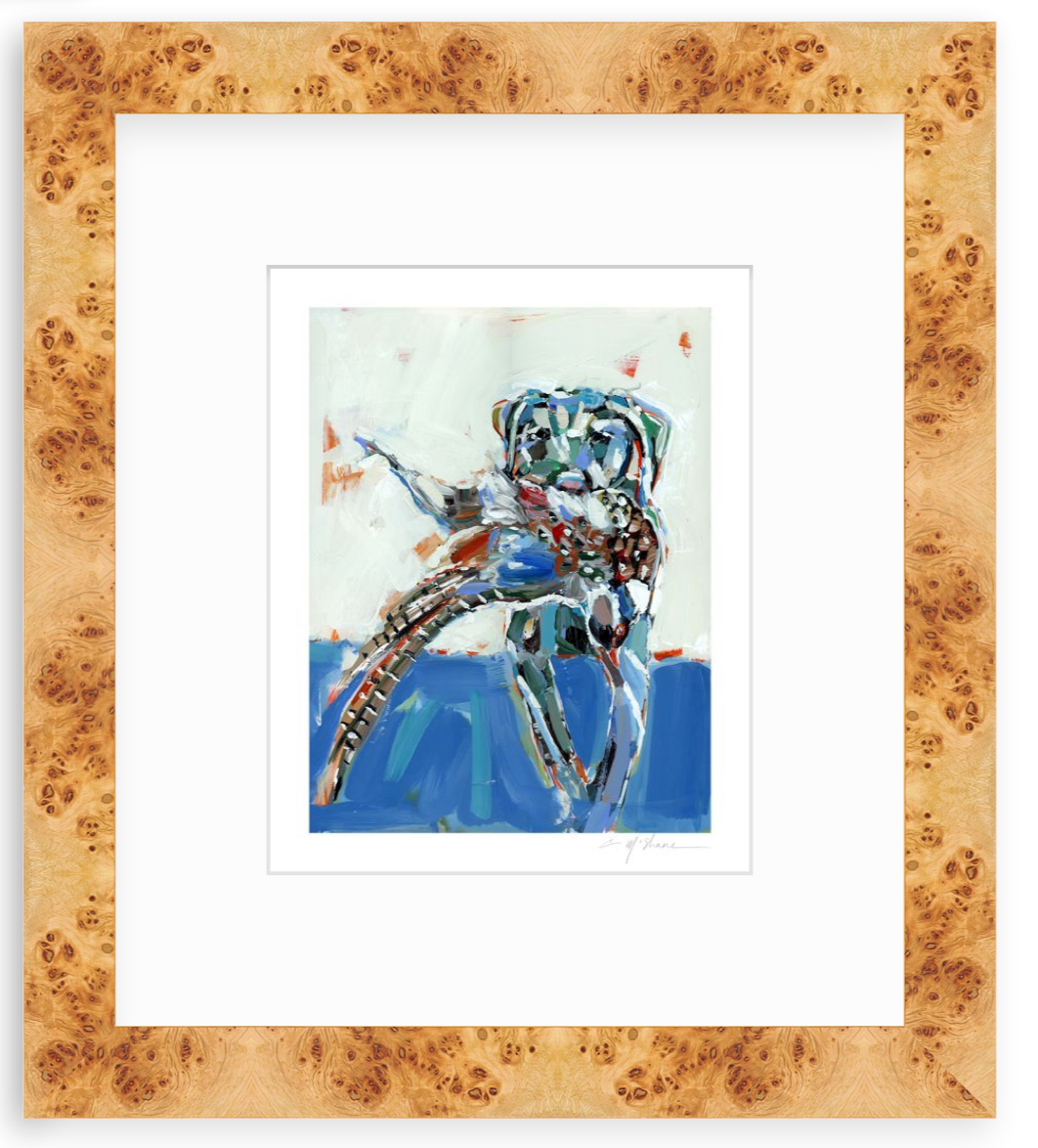 Bird Dog Hunting Fine Art Print displaying a hunting dog in naturalistic tones