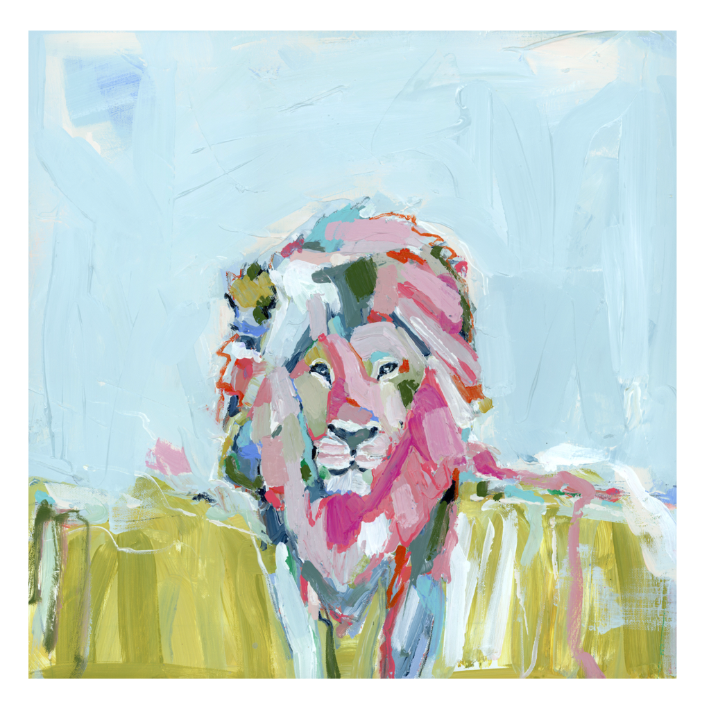 Carry Courage Lion Fine Art Print showing a stylized lion portrait in earthy tones