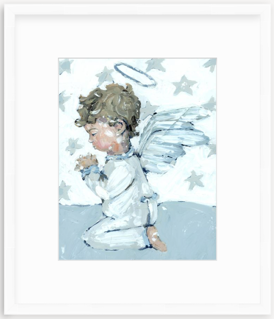 Tiny Wings IV Baby Angel Fine Art Print by Chelsea McShane Art, vertical giclee print on premium art paper
