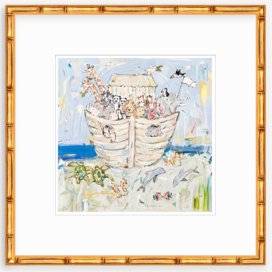 Noah's ark IV Nursery Fine Art Print showing colorful nursery animal scene