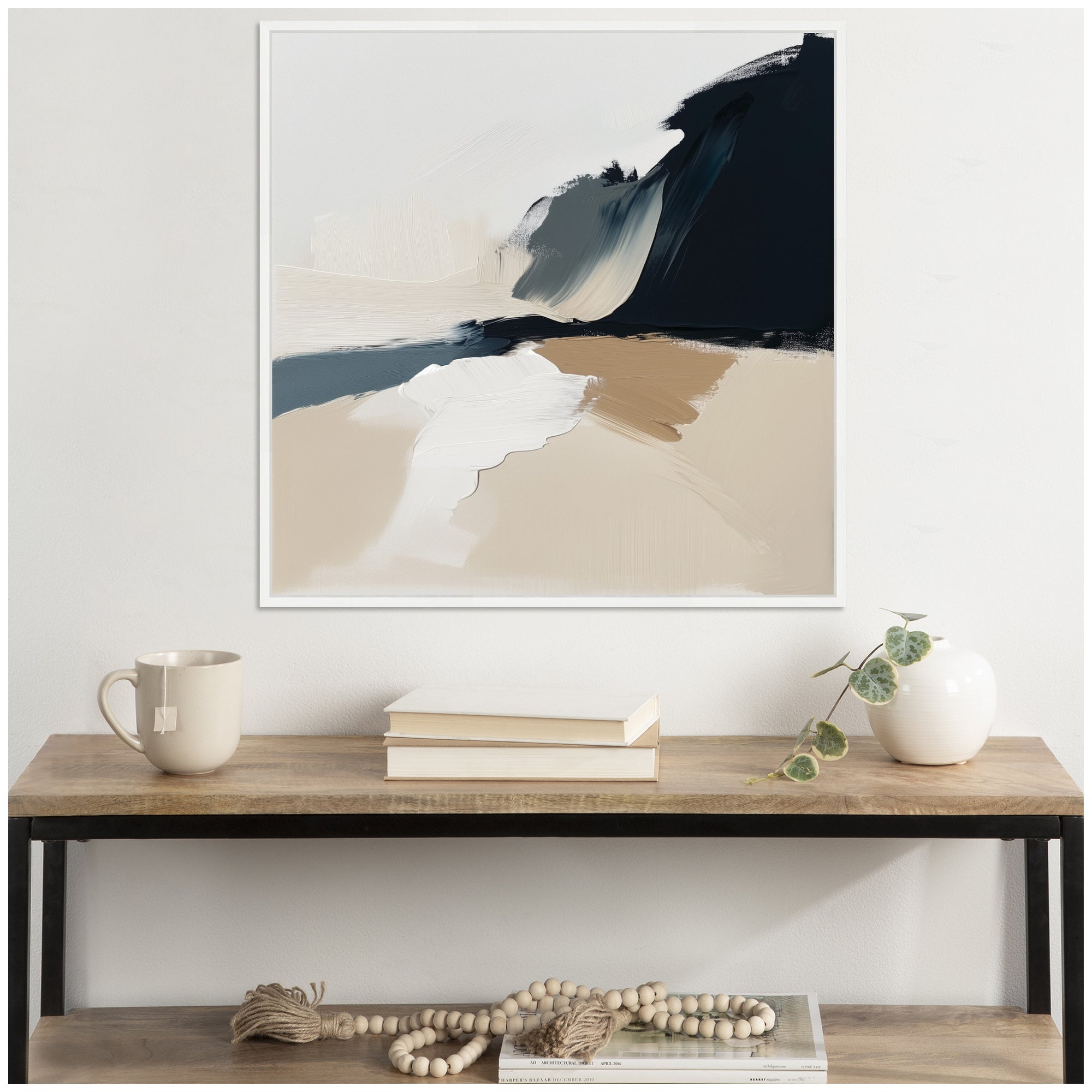 Sylvie Coastal Sand Modern Abstract Landscape II Framed Canvas