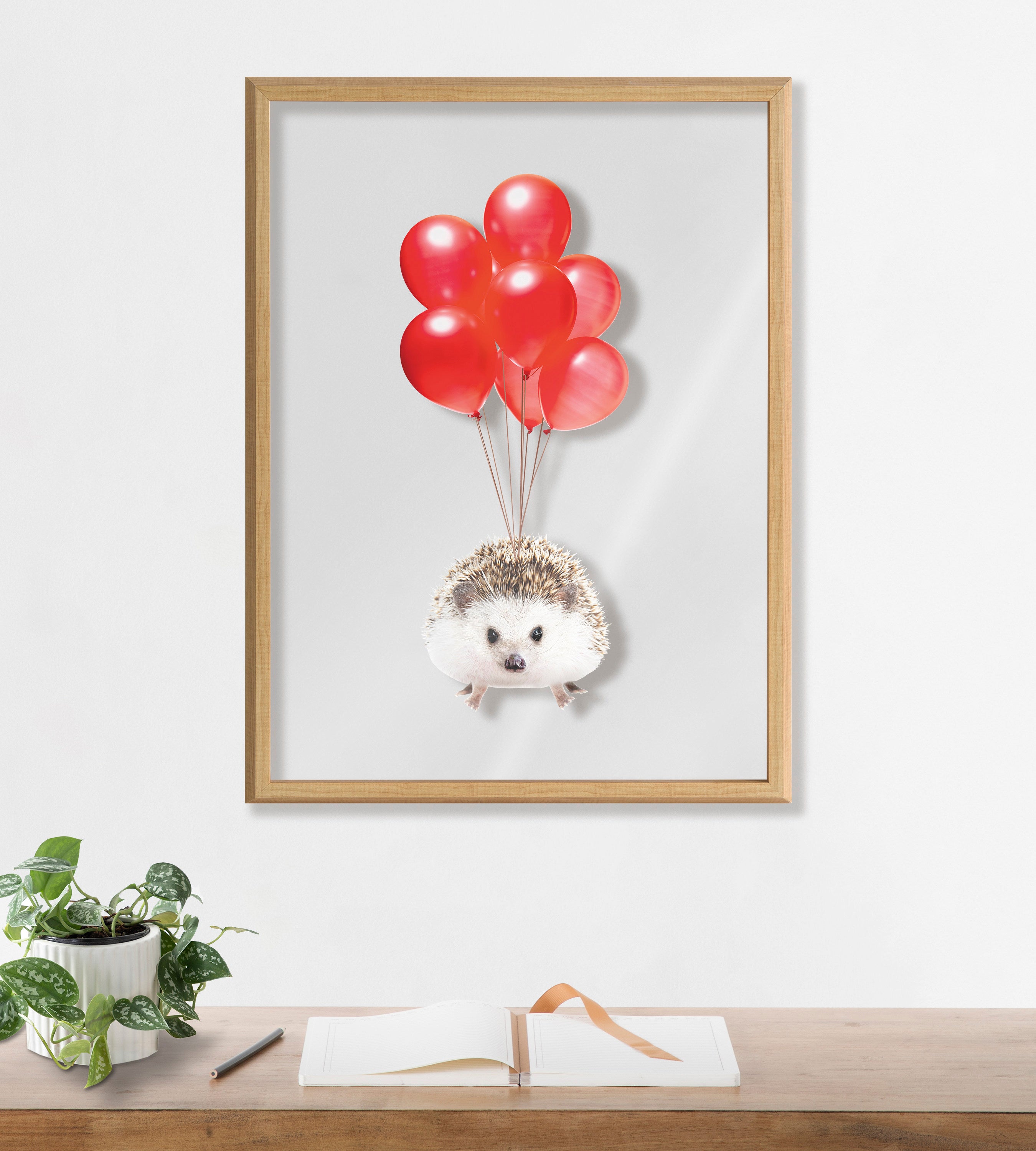 Blake Hedgehog Balloons Framed Printed Glass by Amy Peterson Art Studio by kateandlaurel - product image 5 for Resin Society