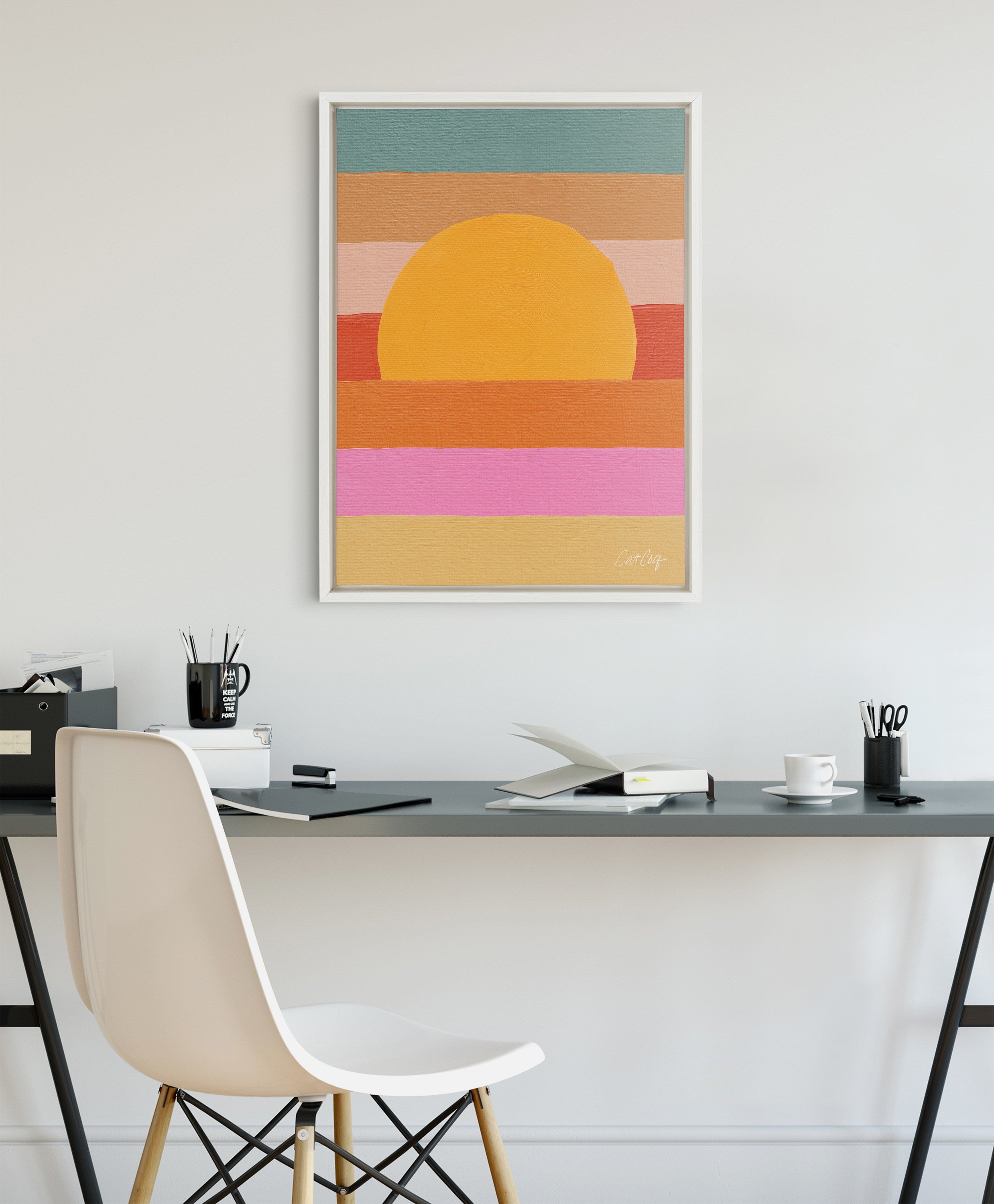 Sylvie Sunset Waves Framed Canvas