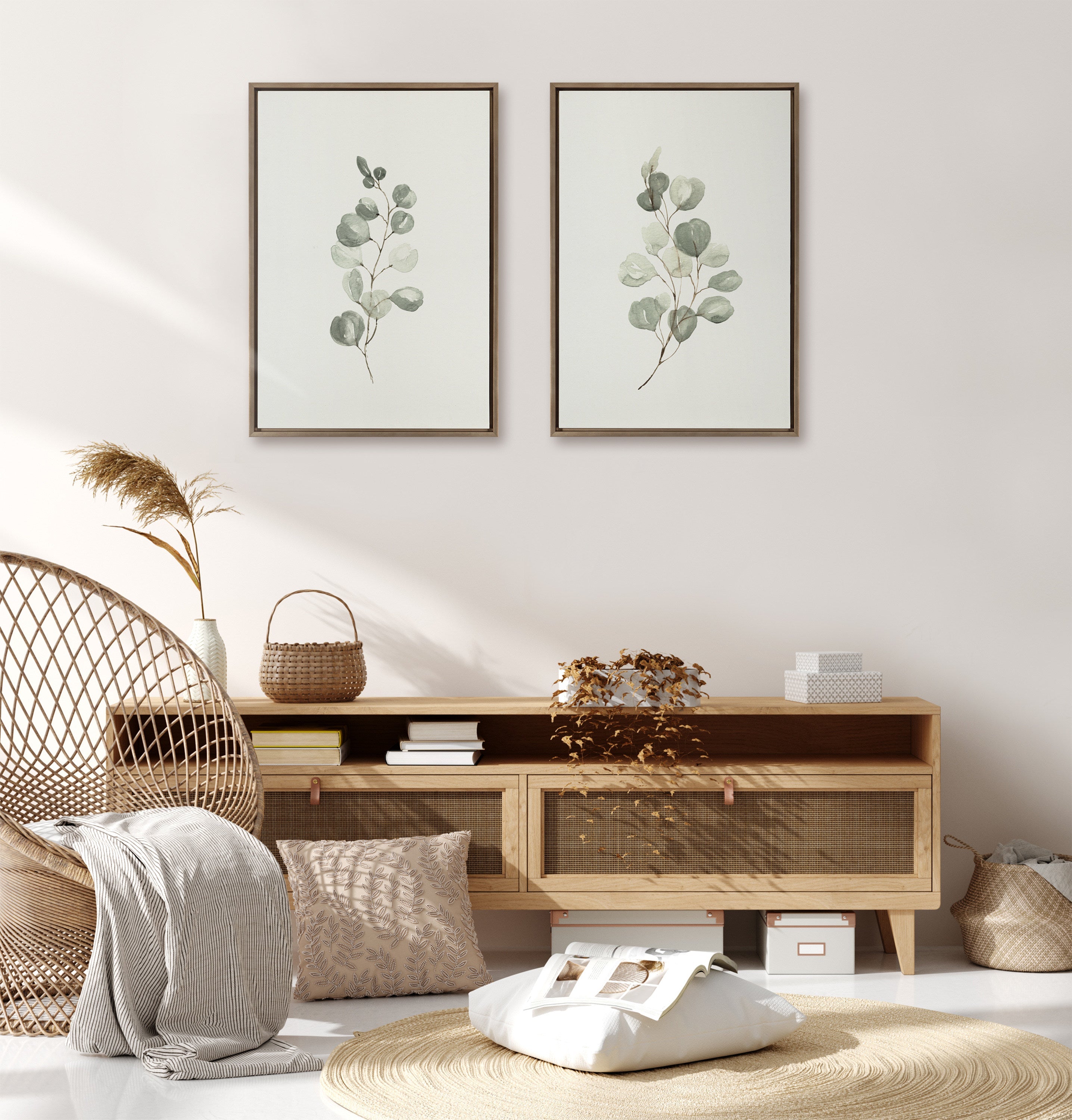 Sylvie Eucalyptus Framed Canvas Set by Maja Mitrovic
