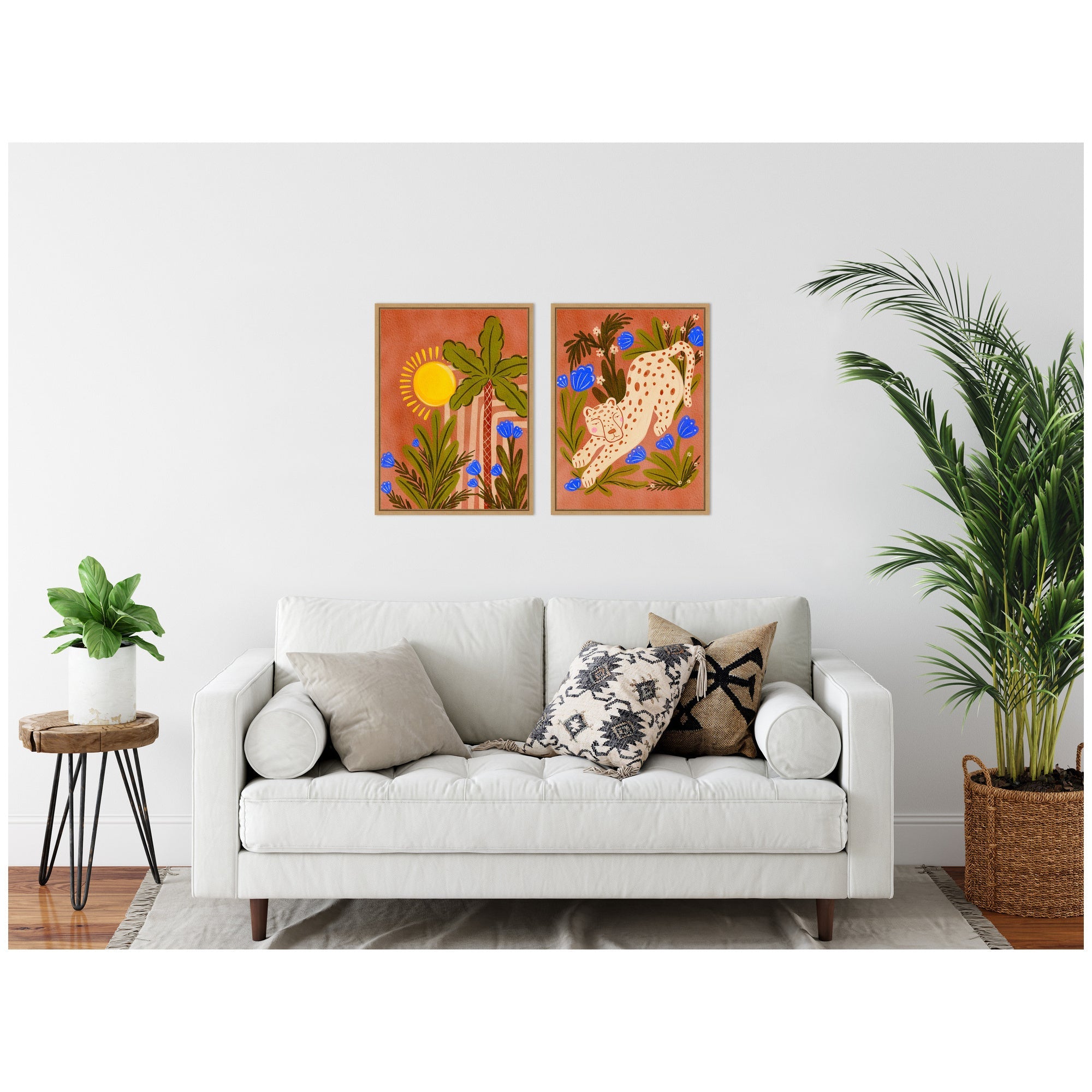 Sylvie Leopard inn Moroccan Forest Framed Canvas Art Set by Nikita Jariwala