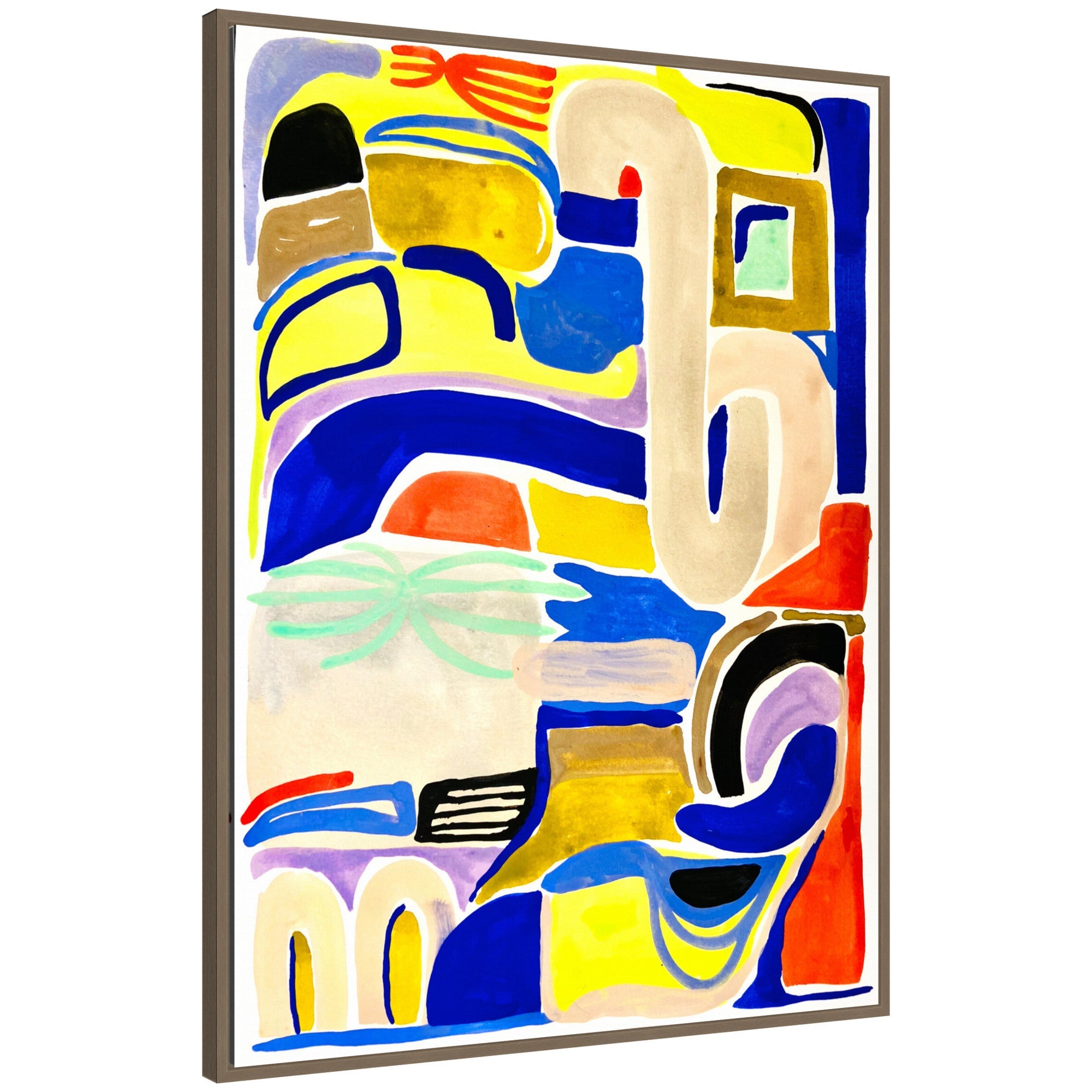 Sylvie Abstract 04 framed canvas art showing abstract textured brushstrokes with a modern lightweight polystyrene floating frame