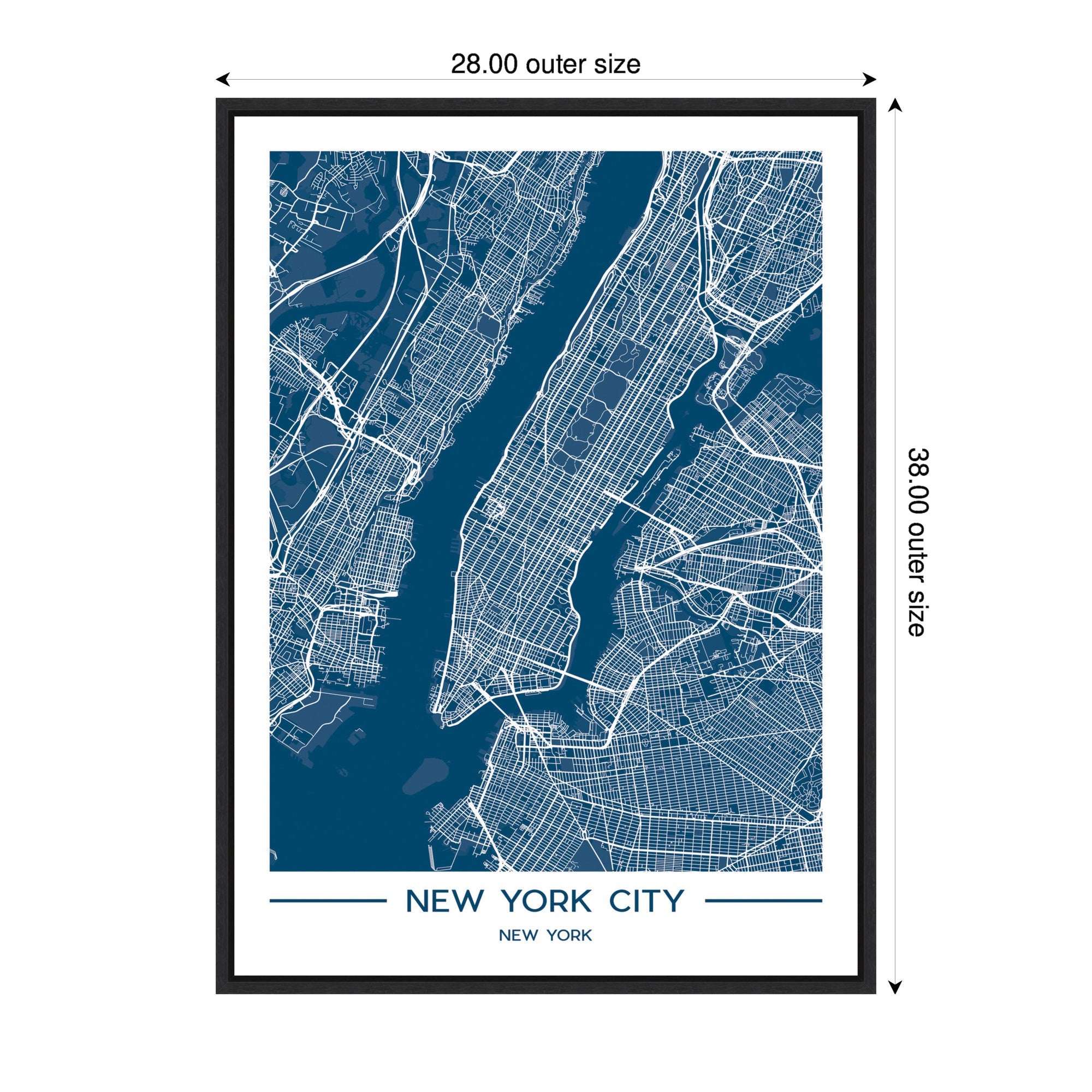 Sylvie NYC Blue Color Map Framed Canvas by Jake Goossen