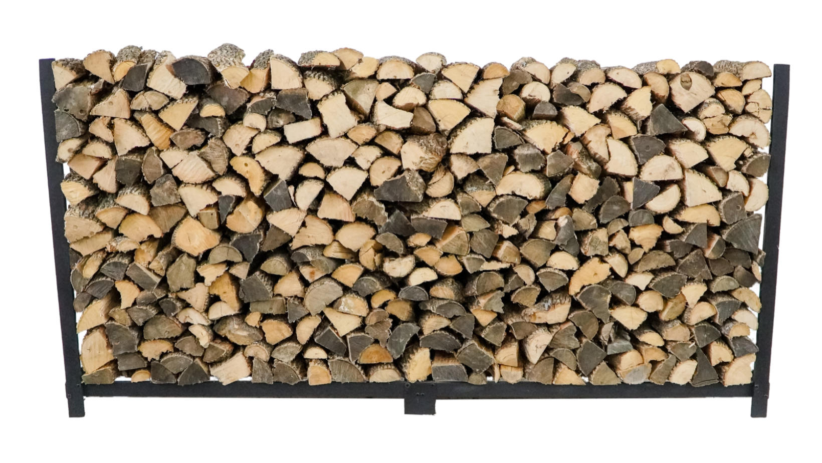 Woodhaven 10 ft Firewood Rack holding stacked firewood outdoors