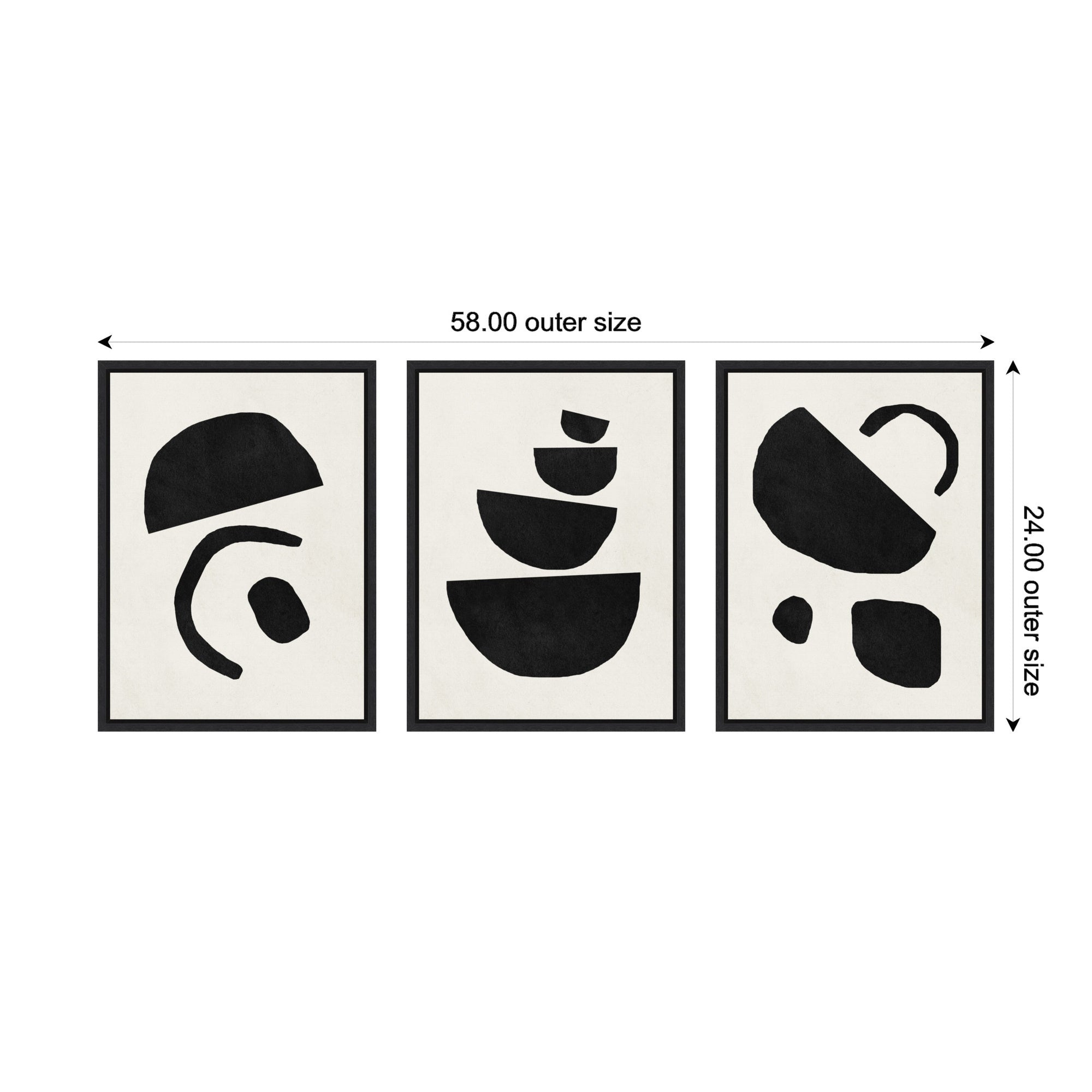 Sylvie Black Geometric Abstracts Framed Canvas Art Set by July Art Prints