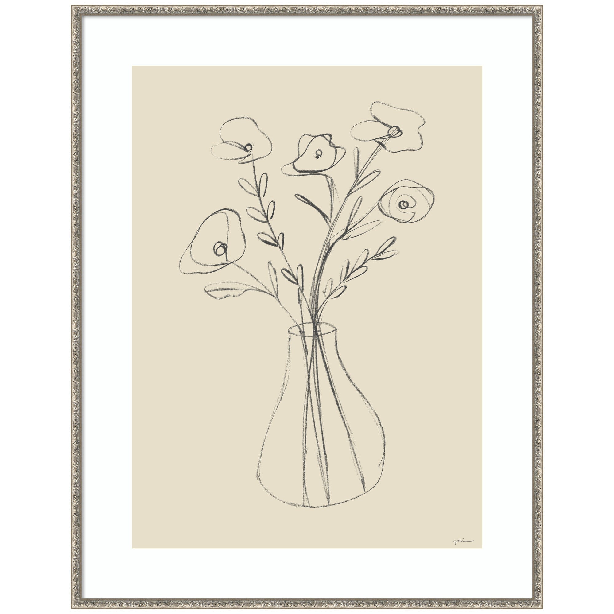 Floral Vase by Gabrielly Guedes Framed Wall Art Print