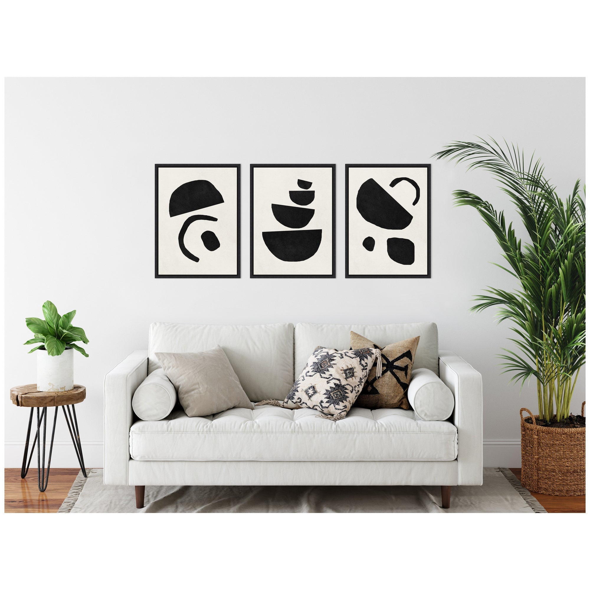 Sylvie Black Geometric Abstracts Framed Canvas Art Set by July Art Prints