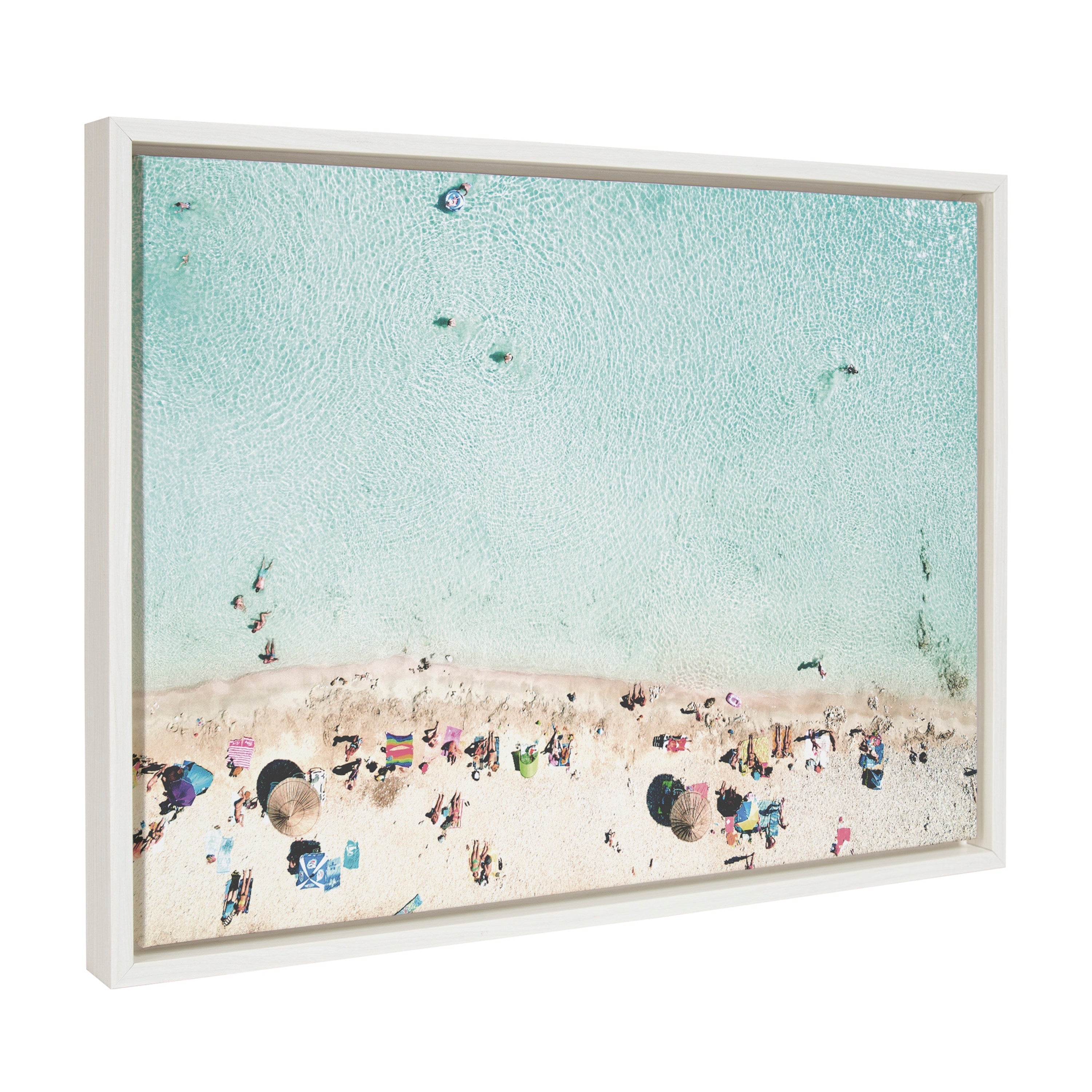Sylvie Turquoise Beach from Above Framed Canvas