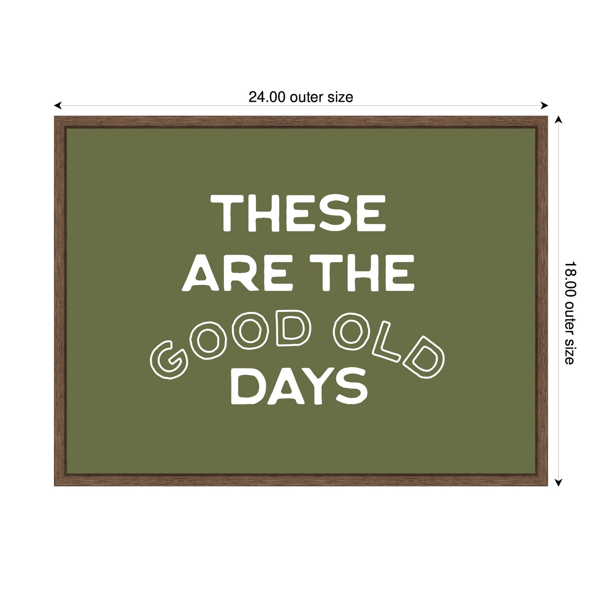 These Are the Good Old Days Retro Poster, Stamped Lettering Sage Green Wall Art