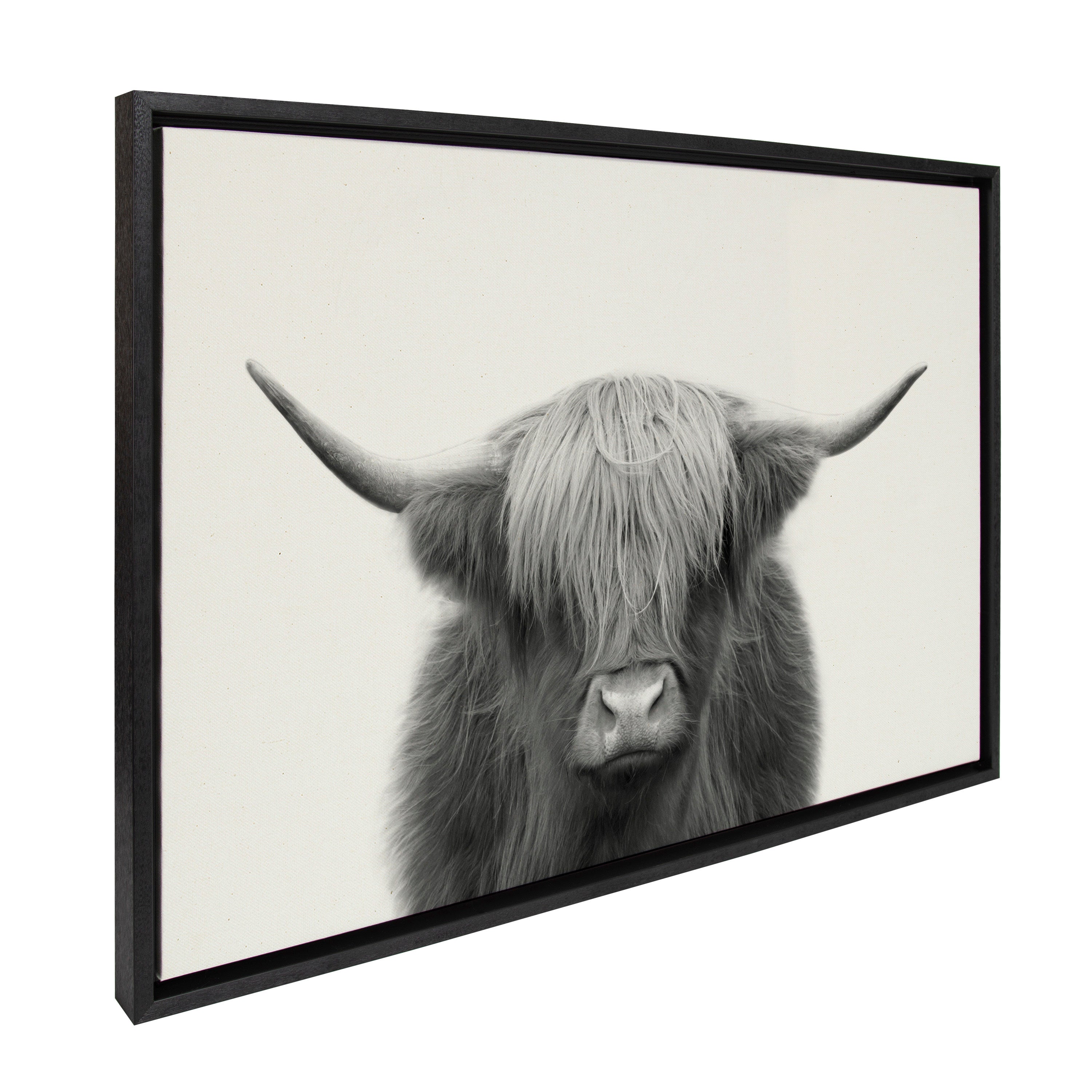Sylvie Hey Dude Highland Cow Framed Linen Canvas