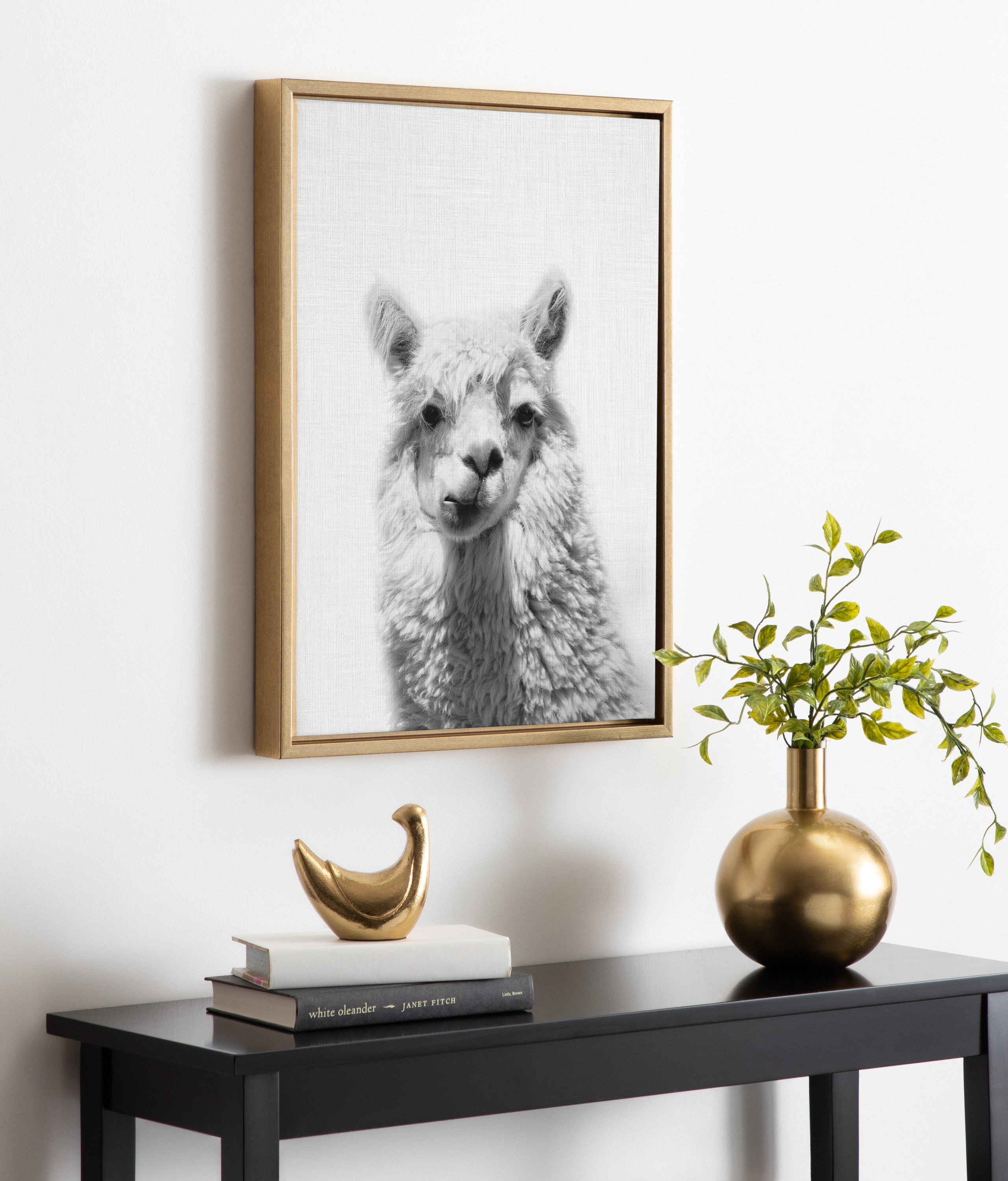 Sylvie Alpaca Framed Canvas by Simon Te of Tai Prints