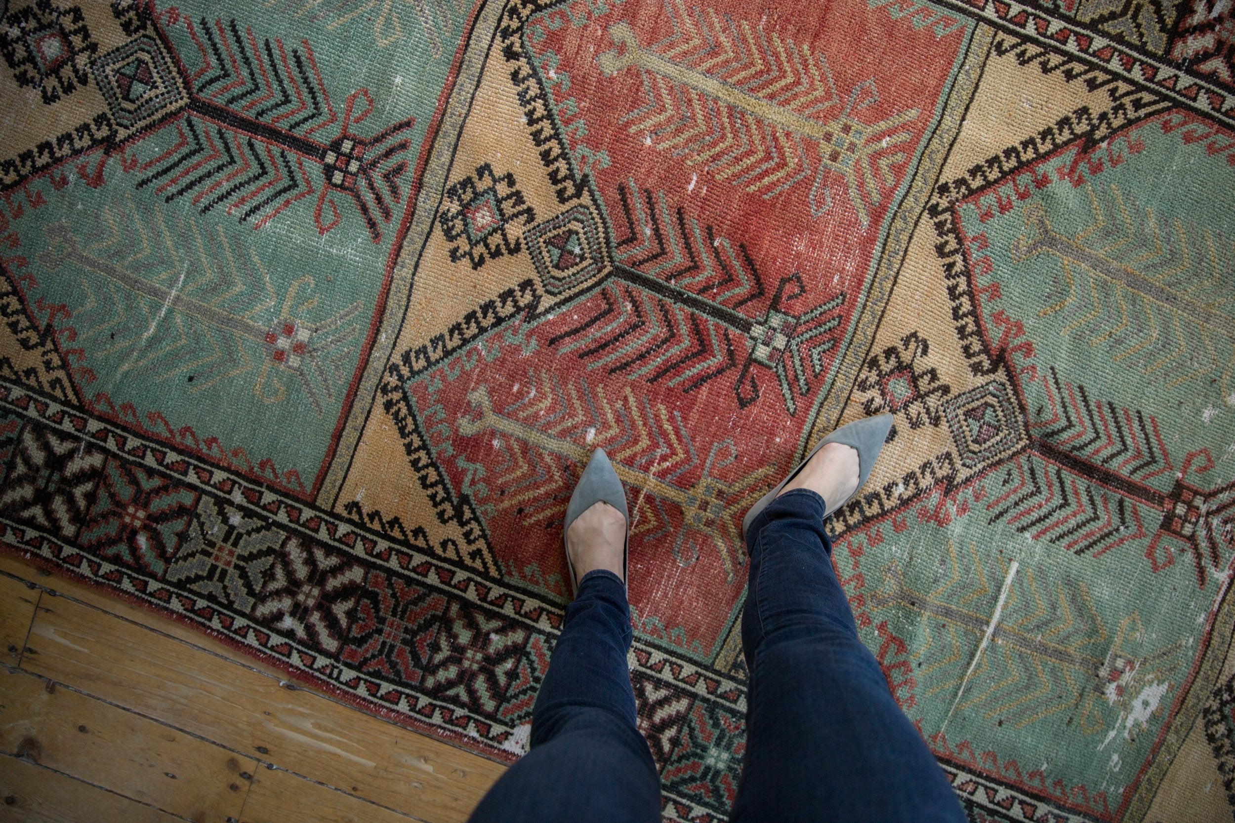 5x12.5 Vintage Distressed Oushak Rug Runner by Old New House® - product image 2 for Resin Society