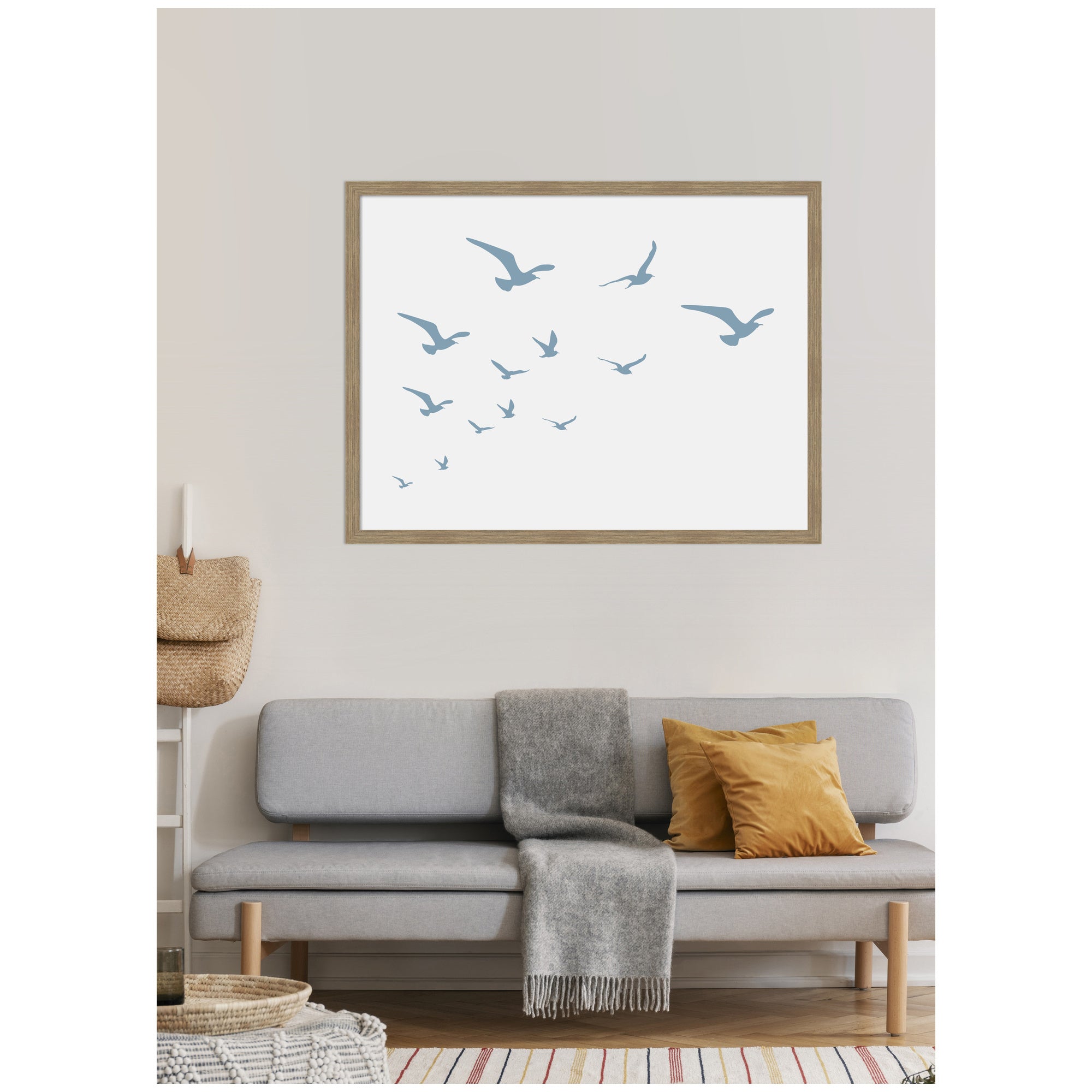 Seagulls White Background by Jolly and Dash Framed Wall Art Print