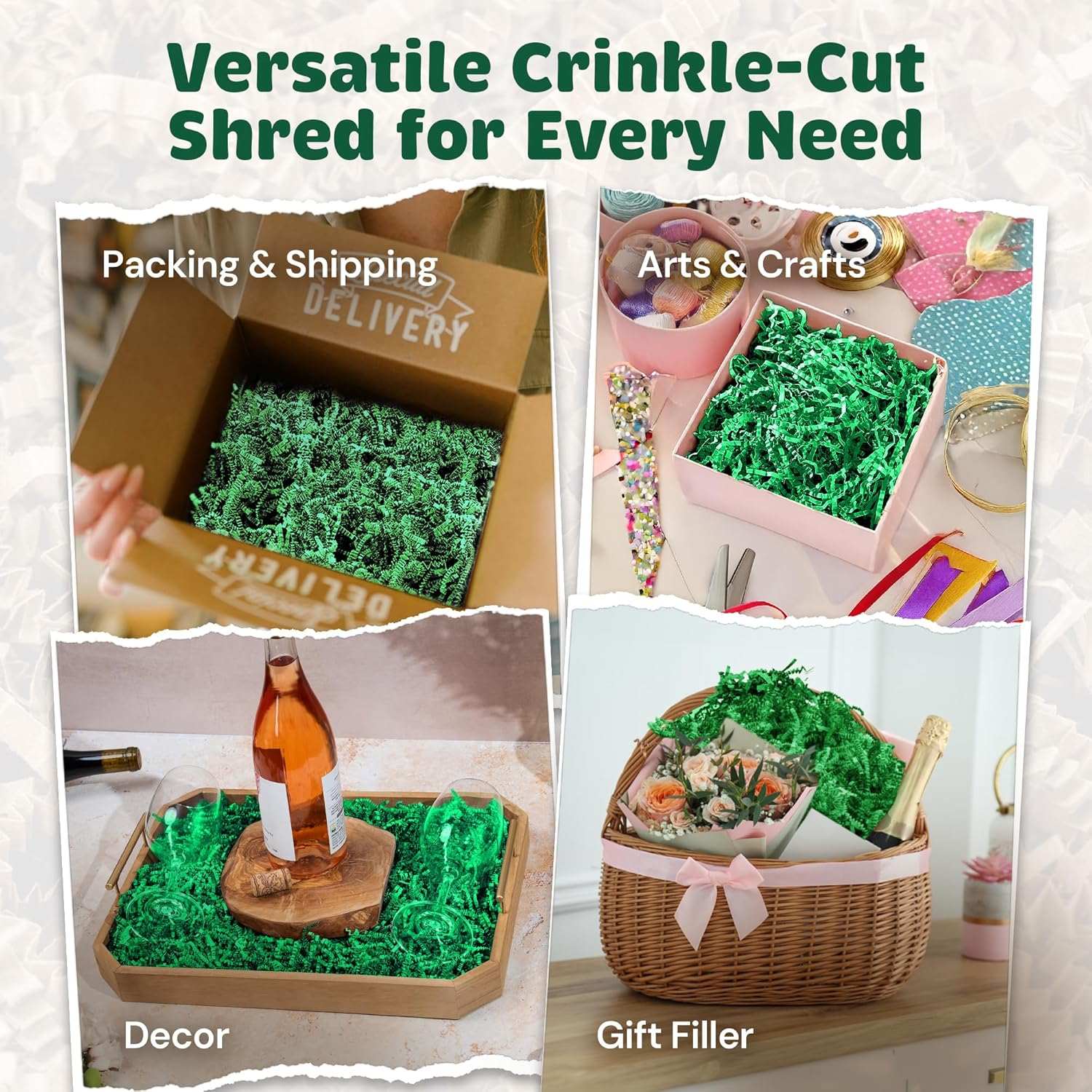 10 LB Green Crinkle Paper Shred by CrinklePak - product image 6 for Resin Society
