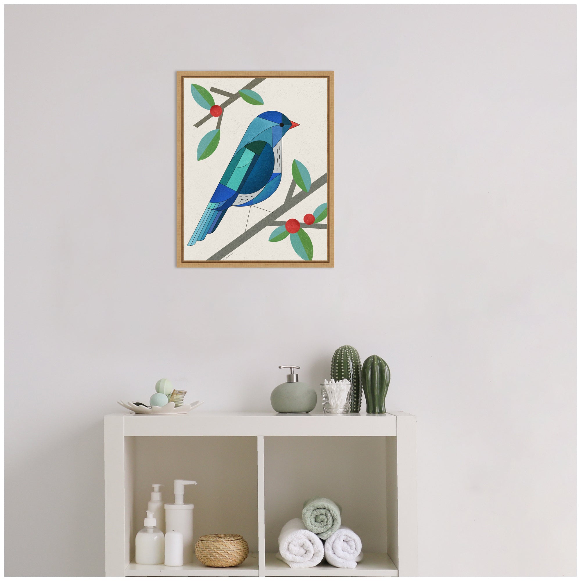 Sylvie MCM Bluebird Framed Canvas by Carey Copeland
