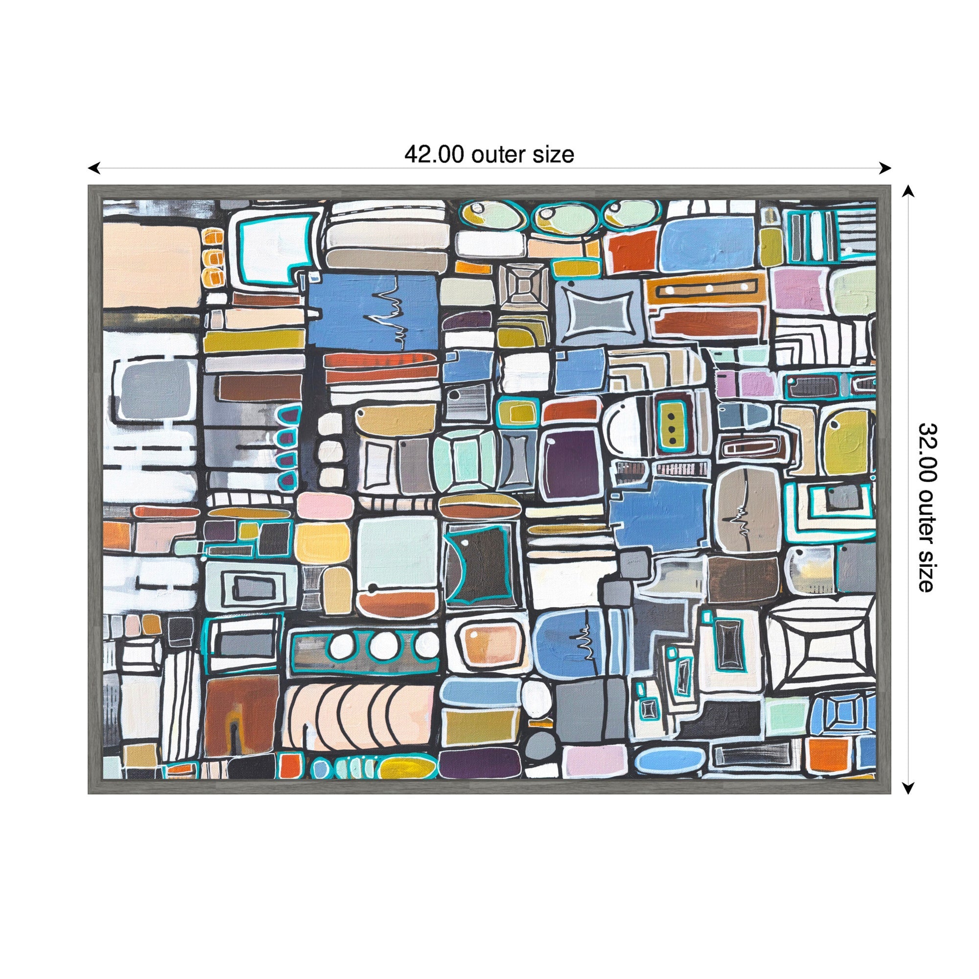 Sylvie Newsprint Horizontal Framed Canvas by Leah Nadeau