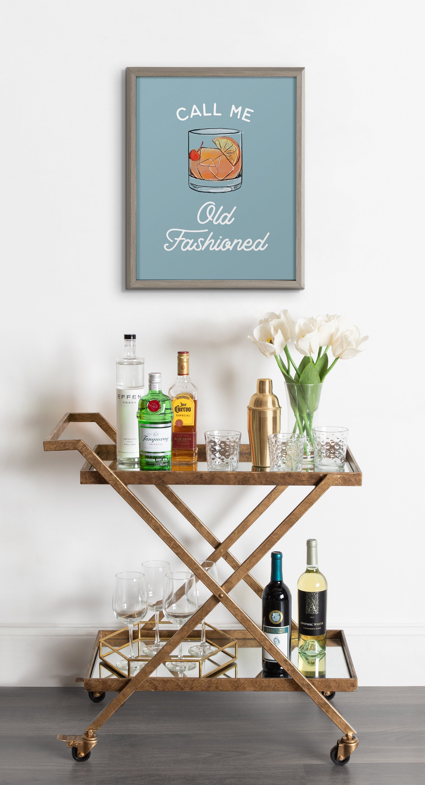 Blake Call Me Old Fashioned Blue Framed Printed Glass by kateandlaurel - product image 7 for Resin Society