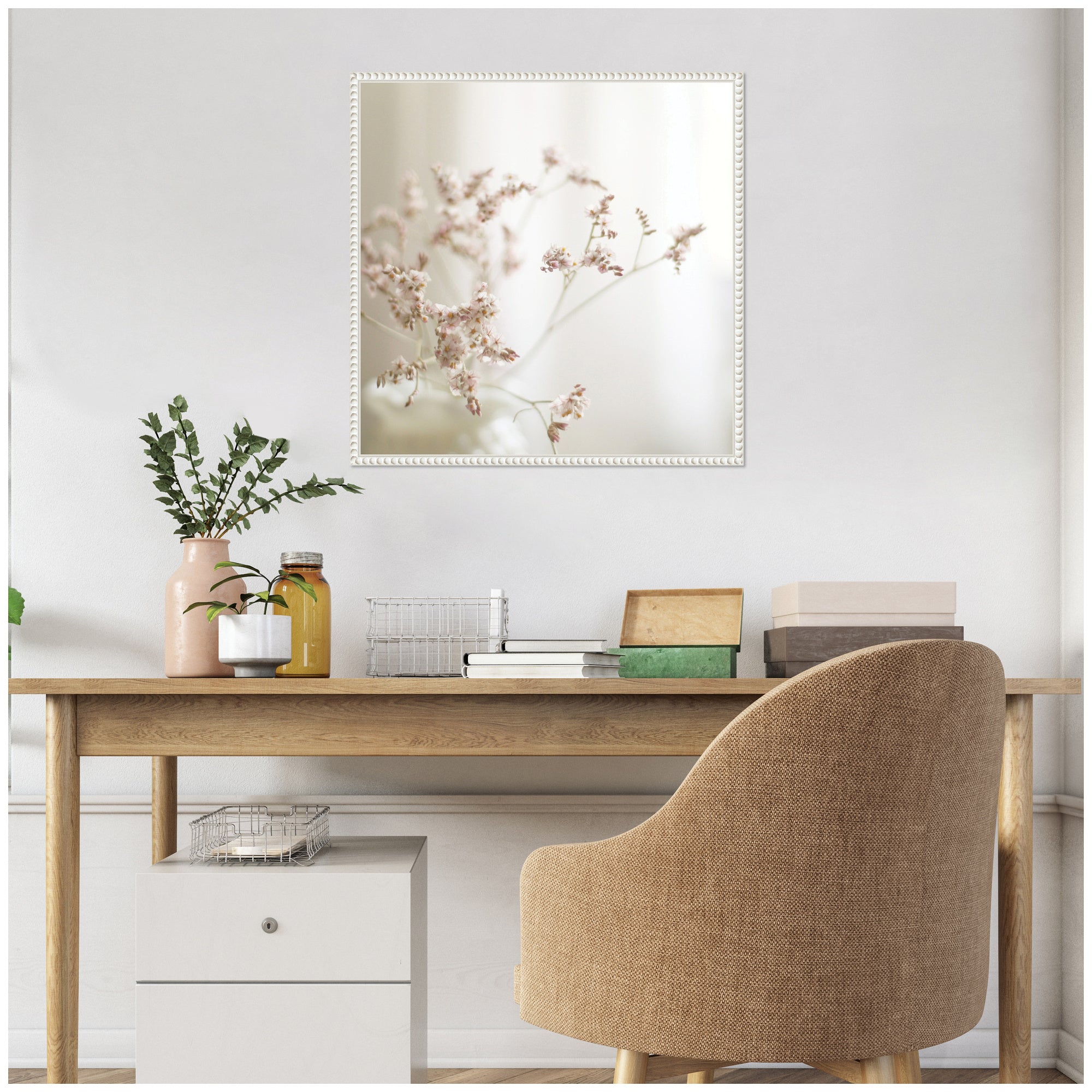 Sylvie Delicate Bouquet of Pastel Flowers Framed Canvas by Kristybee