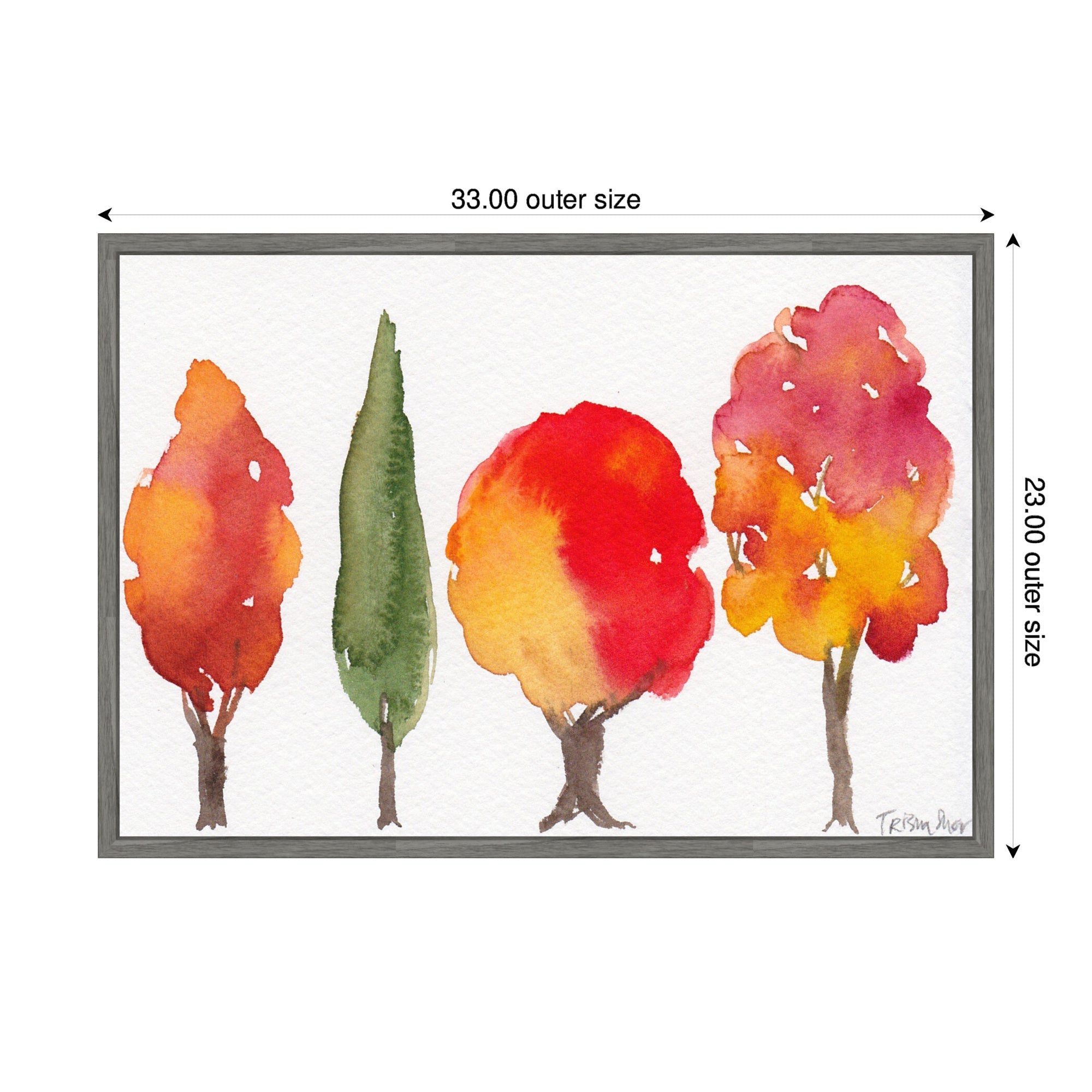 Sylvie Watercolor 4 Fall Trees Framed Canvas by Patricia Shaw