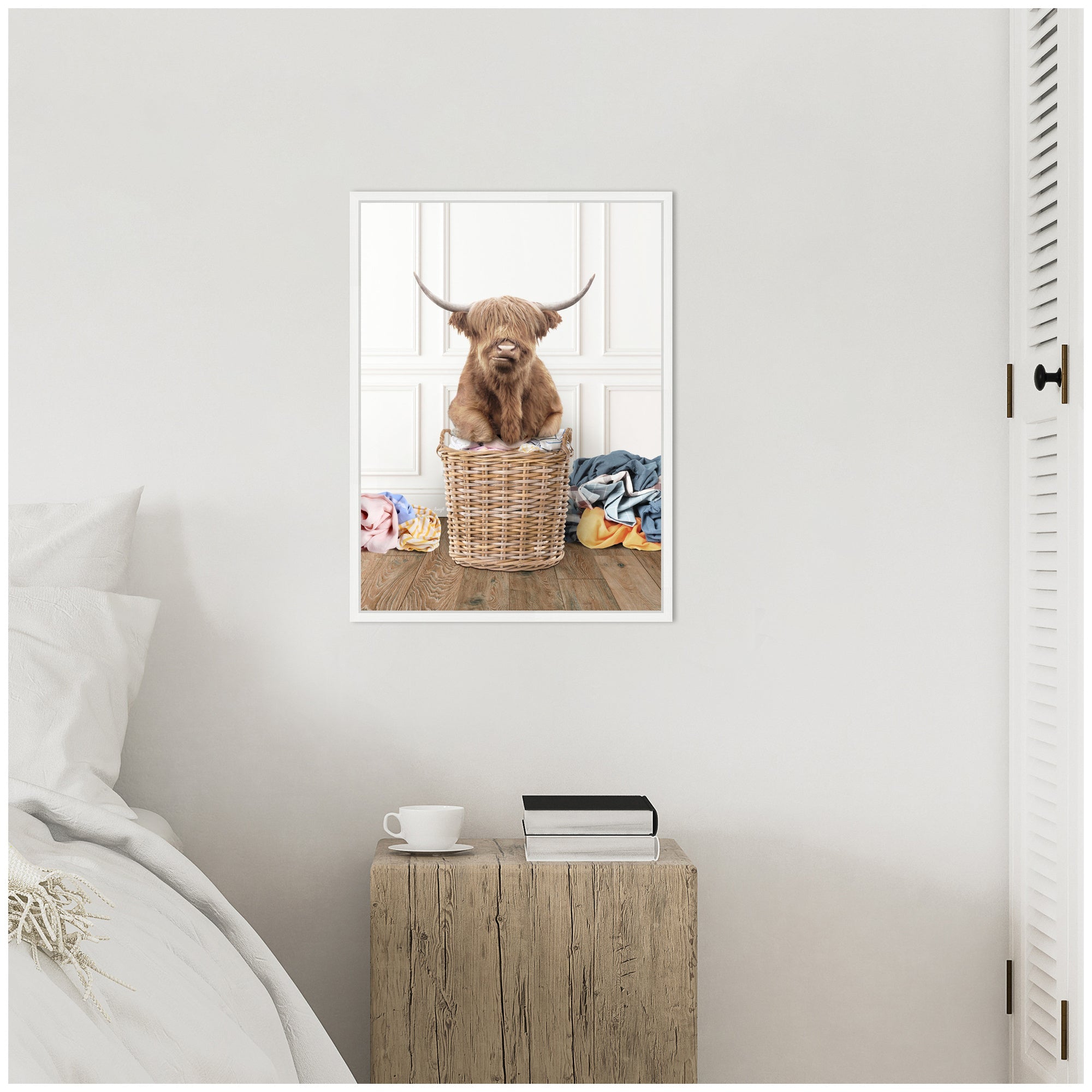 Sylvie Highland Cow Traditional Laundry Framed Canvas by kateandlaurel - product image 7 for Resin Society
